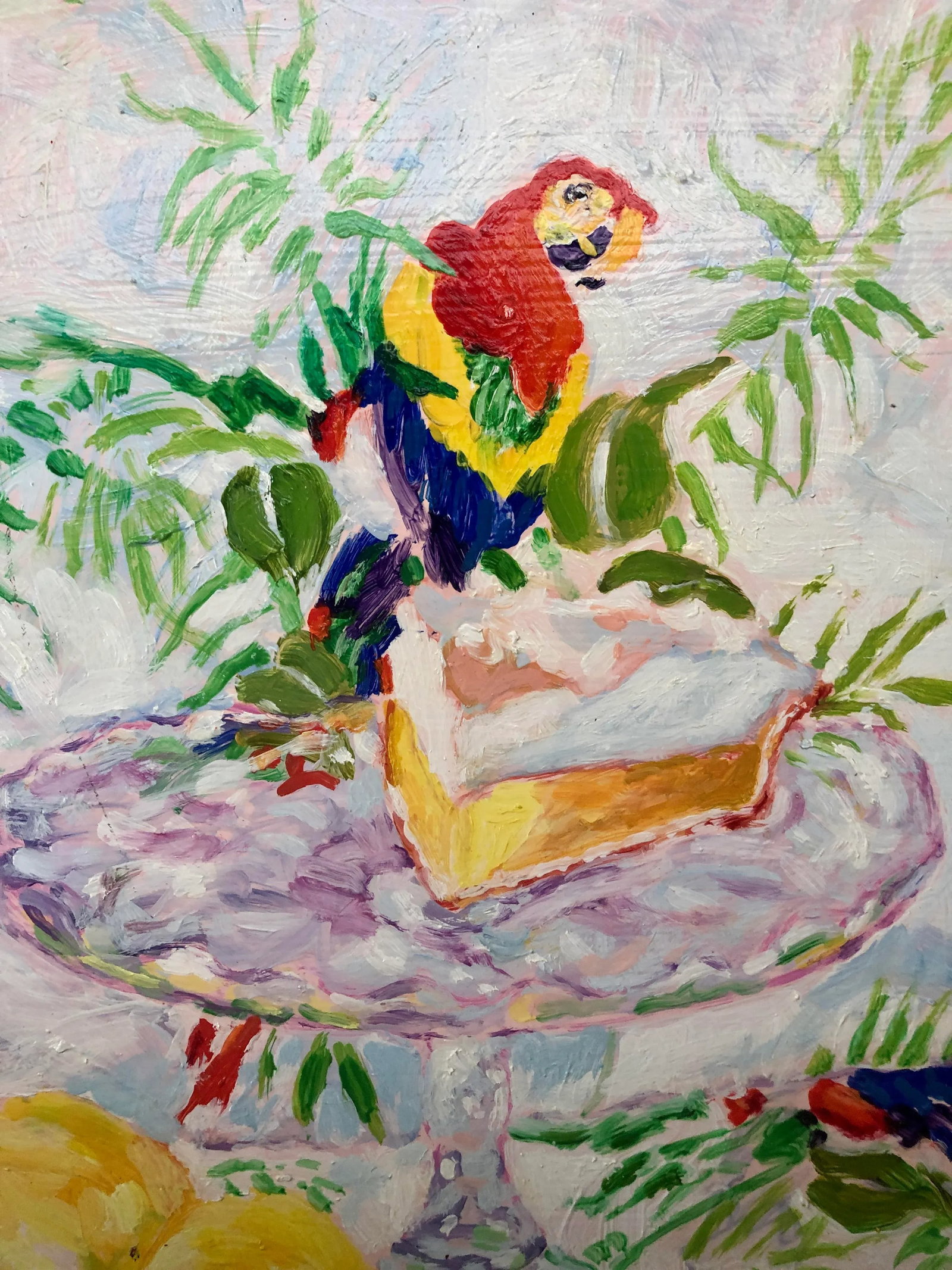 Parrot and Lemon Meringue Still Life Oil Painting - 5