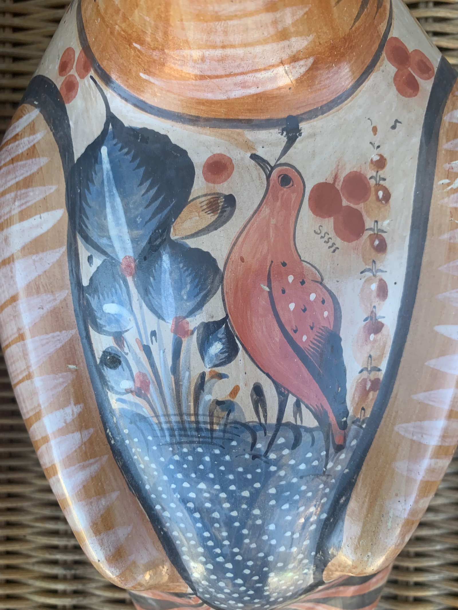 1960s Large Mexican Hand Painted Tonala Bird Scuptures - a Pair - 7