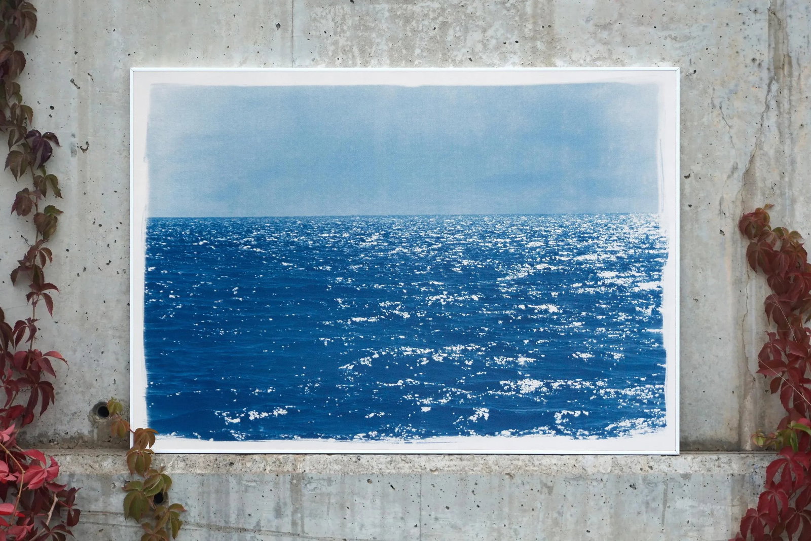 2020 "Day Time Seascape in Blue" Contemporary Seascape Cyanotype on Paper - 3