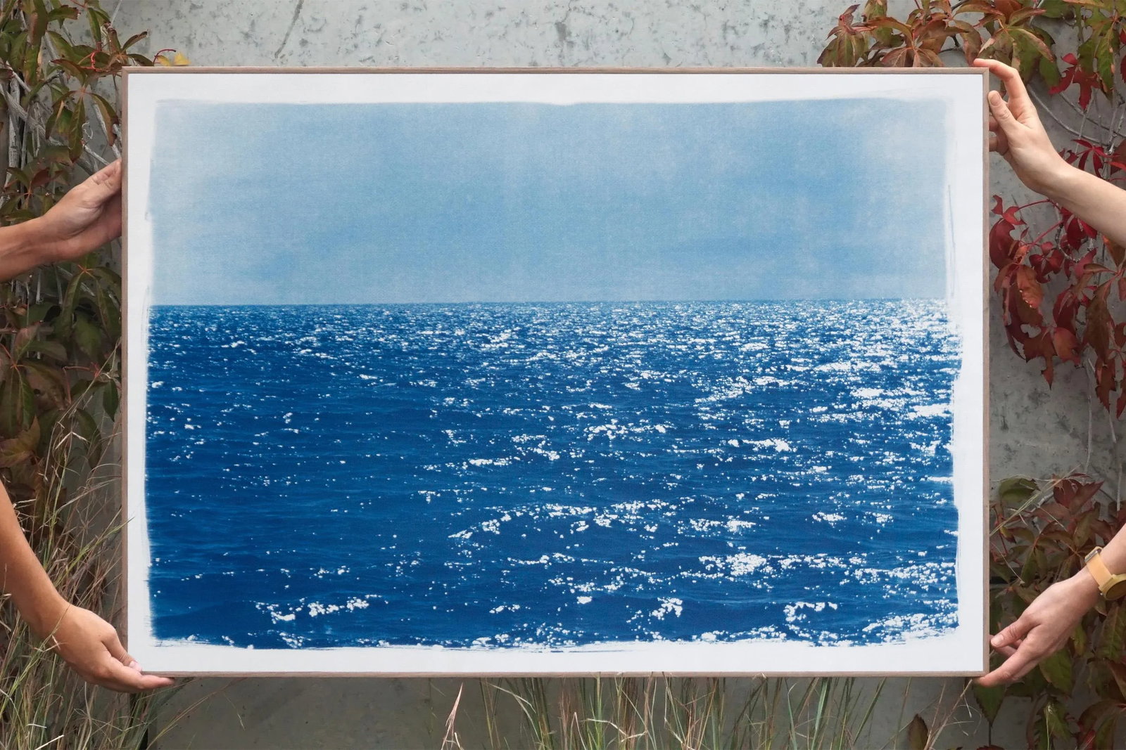 2020 "Day Time Seascape in Blue" Contemporary Seascape Cyanotype on Paper - 4