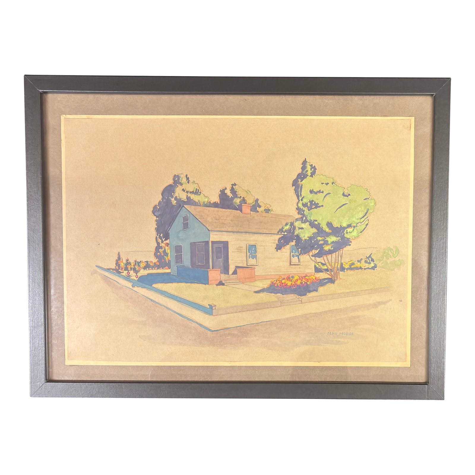 Architectual Study by Indiana Artist Zeno Hodge, Ca 1940s - 2