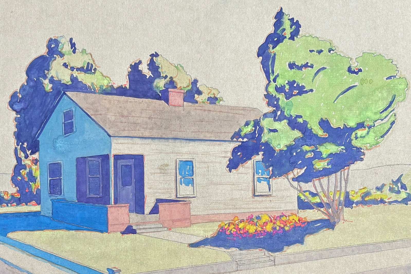Architectual Study by Indiana Artist Zeno Hodge, Ca 1940s - 3
