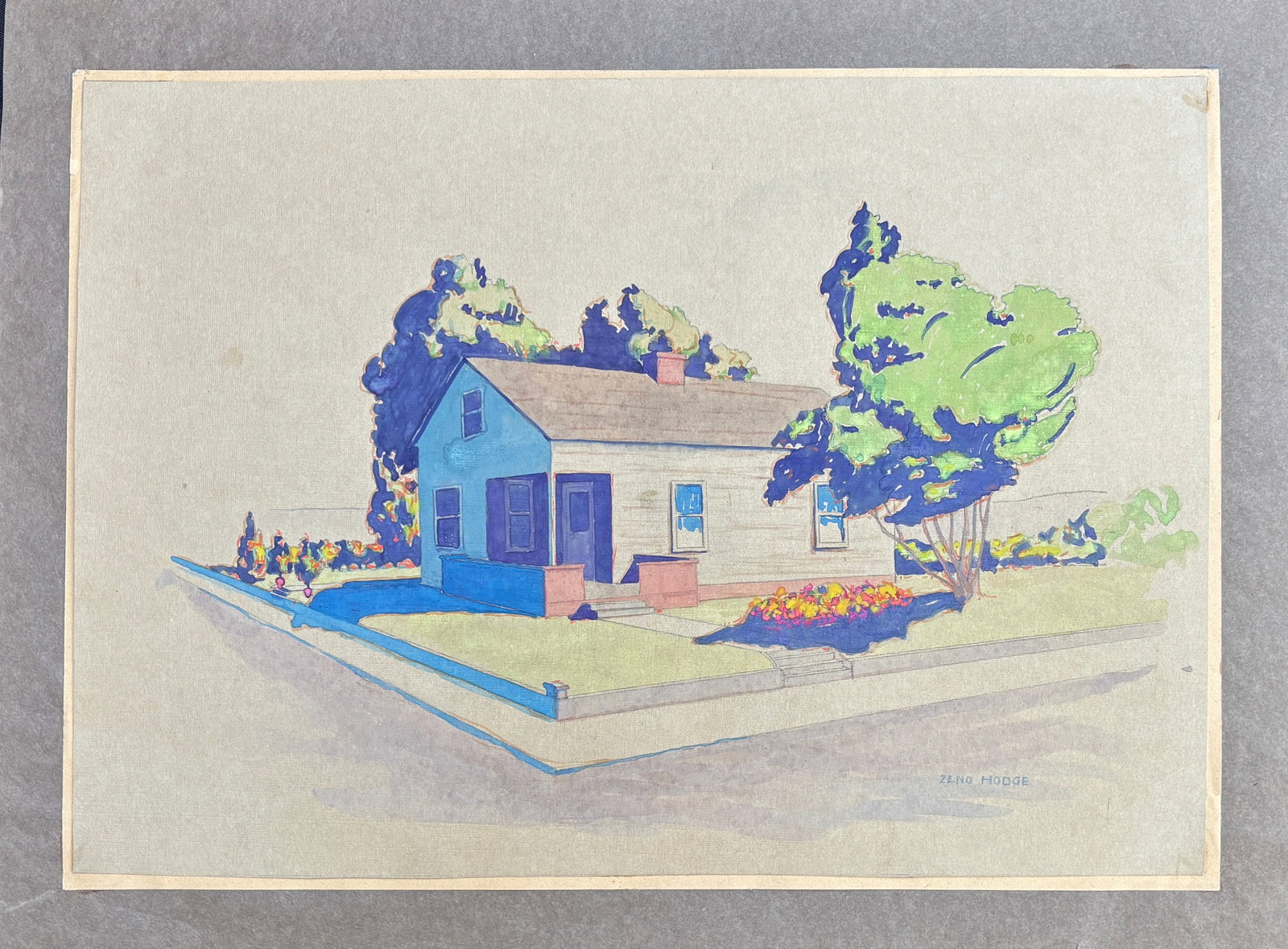 Architectual Study by Indiana Artist Zeno Hodge, Ca 1940s - 9