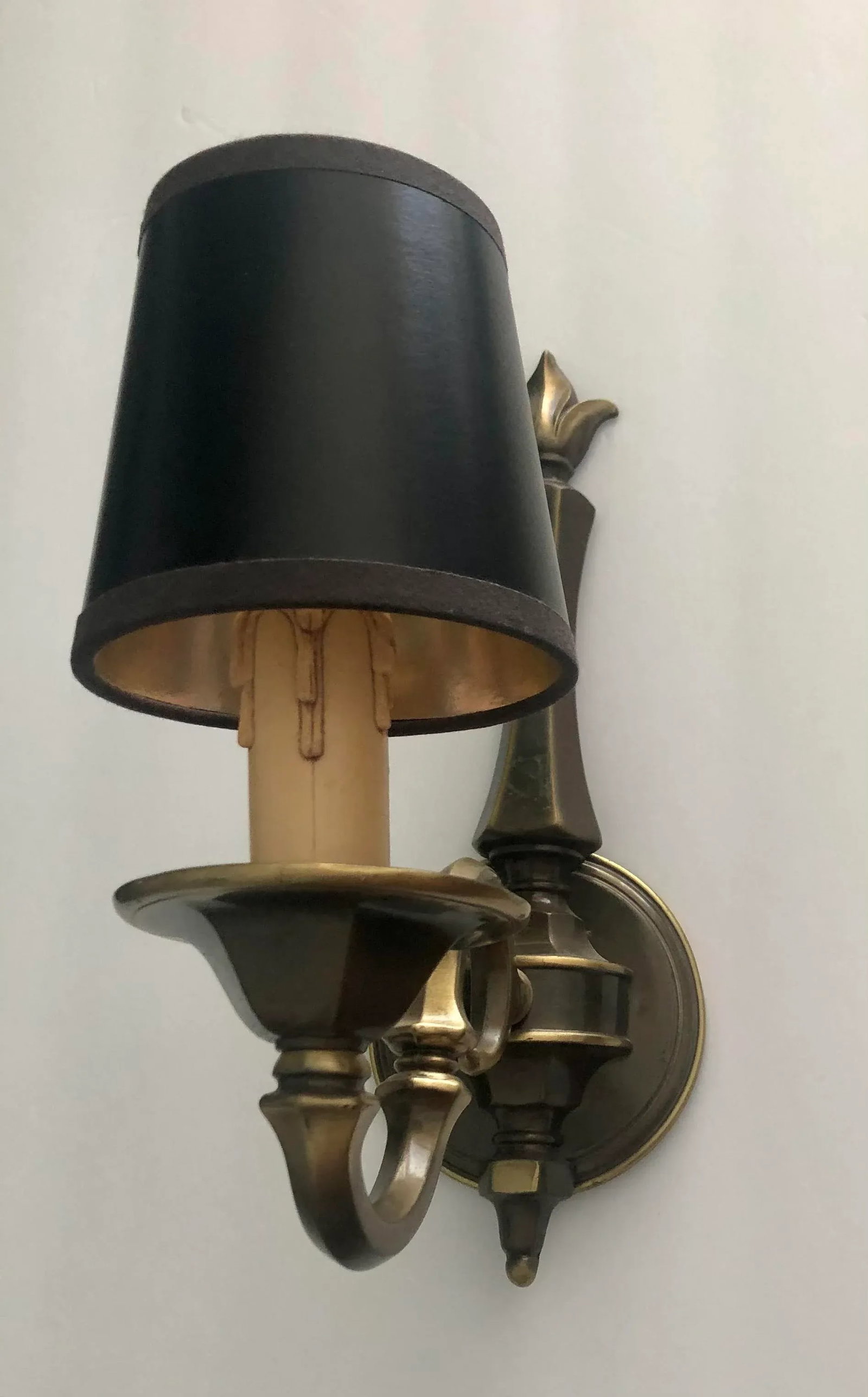 Federal Style Single Brass Sconce with Shade - 2