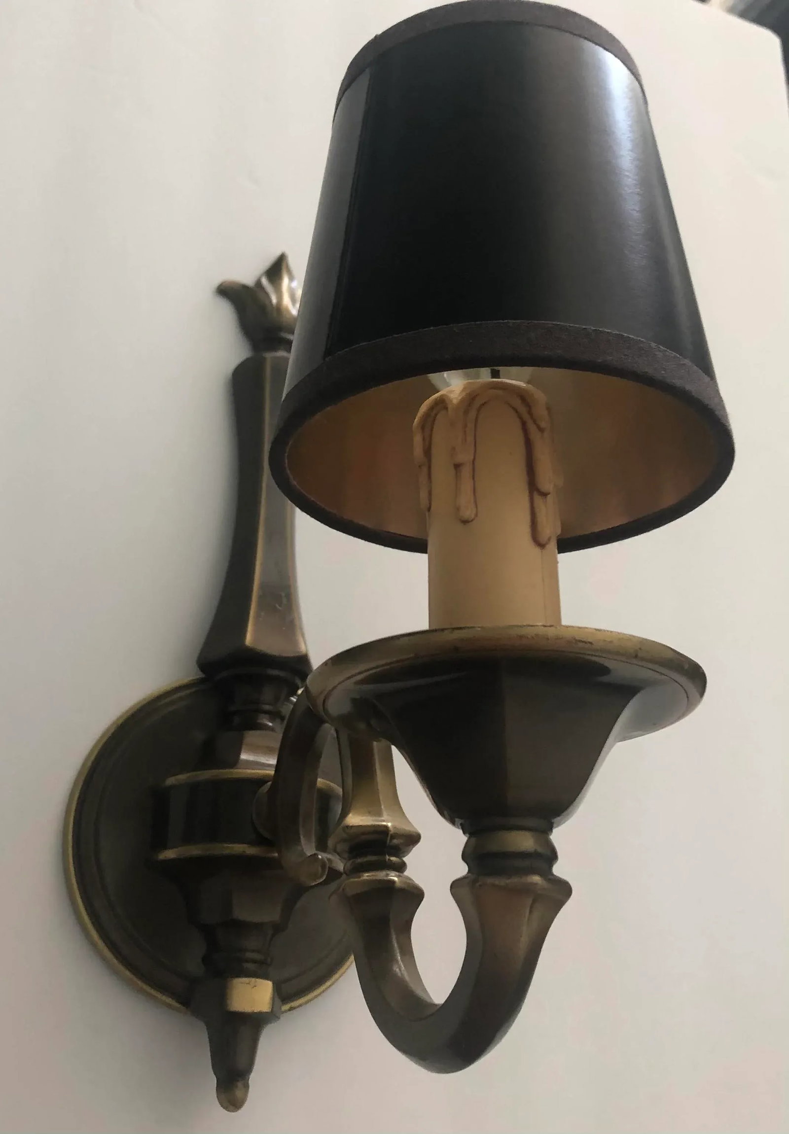 Federal Style Single Brass Sconce with Shade - 4