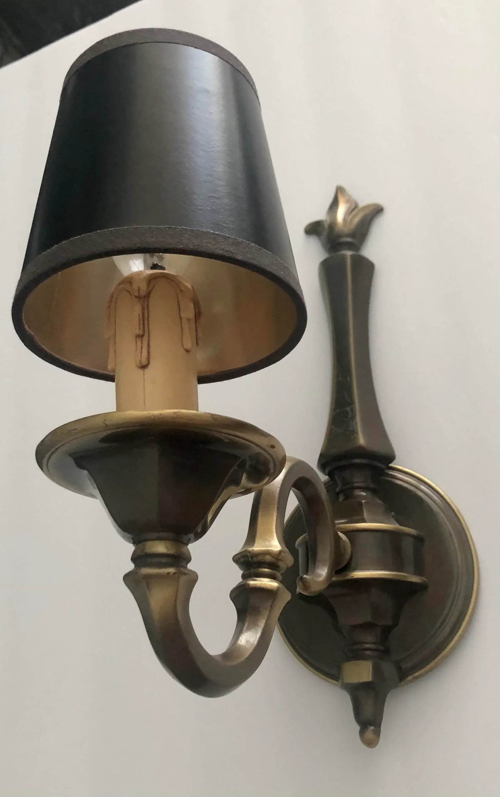 Federal Style Single Brass Sconce with Shade - 5