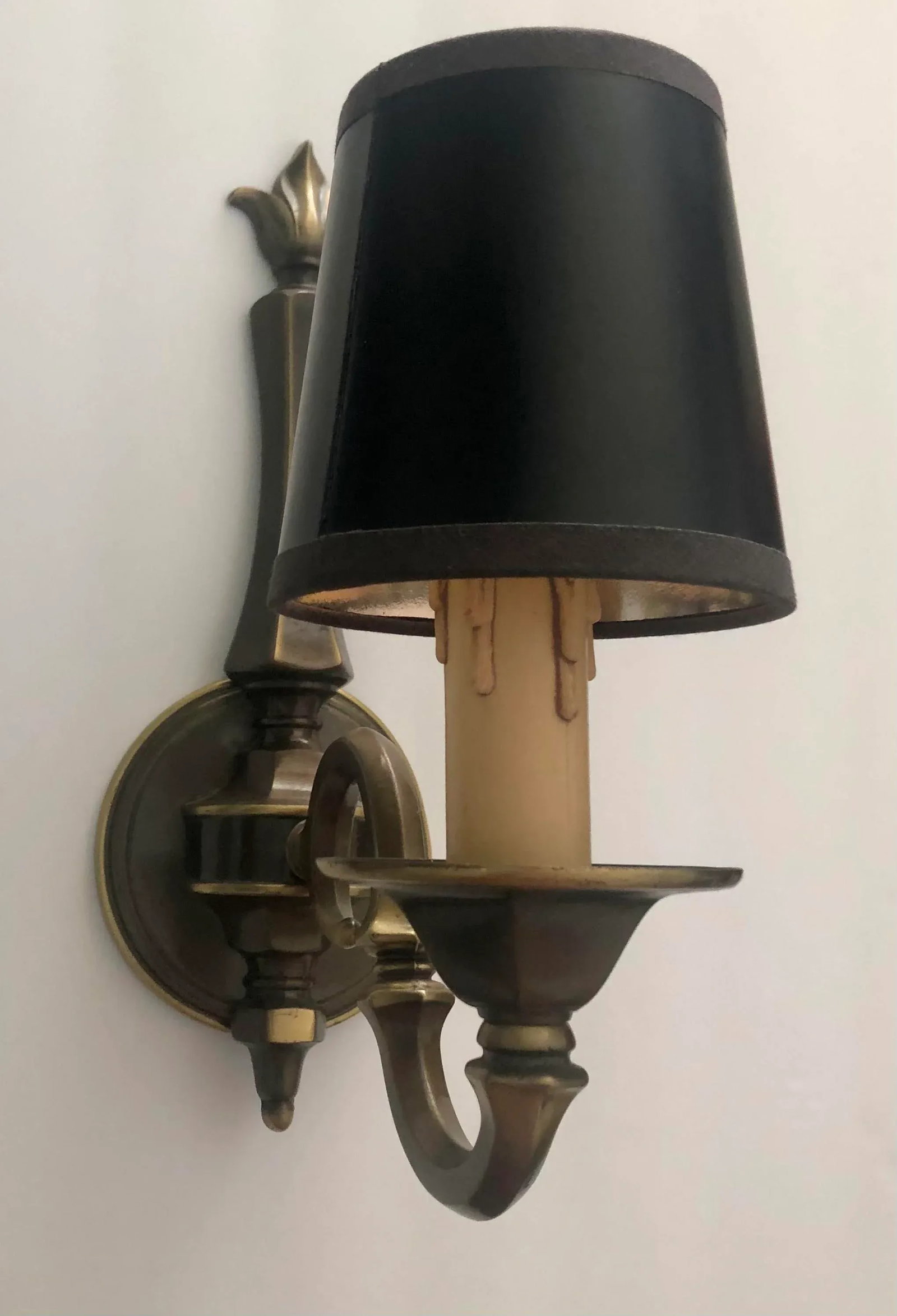 Federal Style Single Brass Sconce with Shade - 7