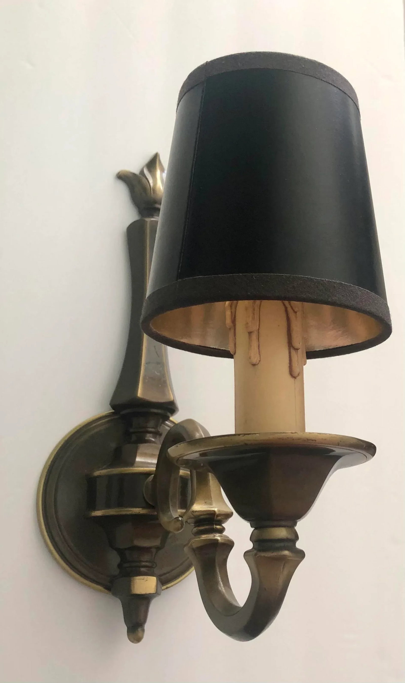 Federal Style Single Brass Sconce with Shade - 8