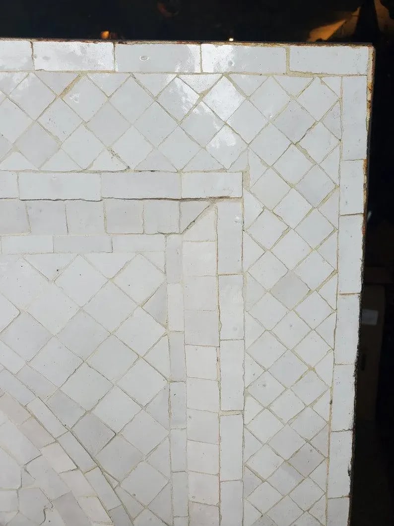 Zen Style All White Moroccan Fountain, Mosaics - 3