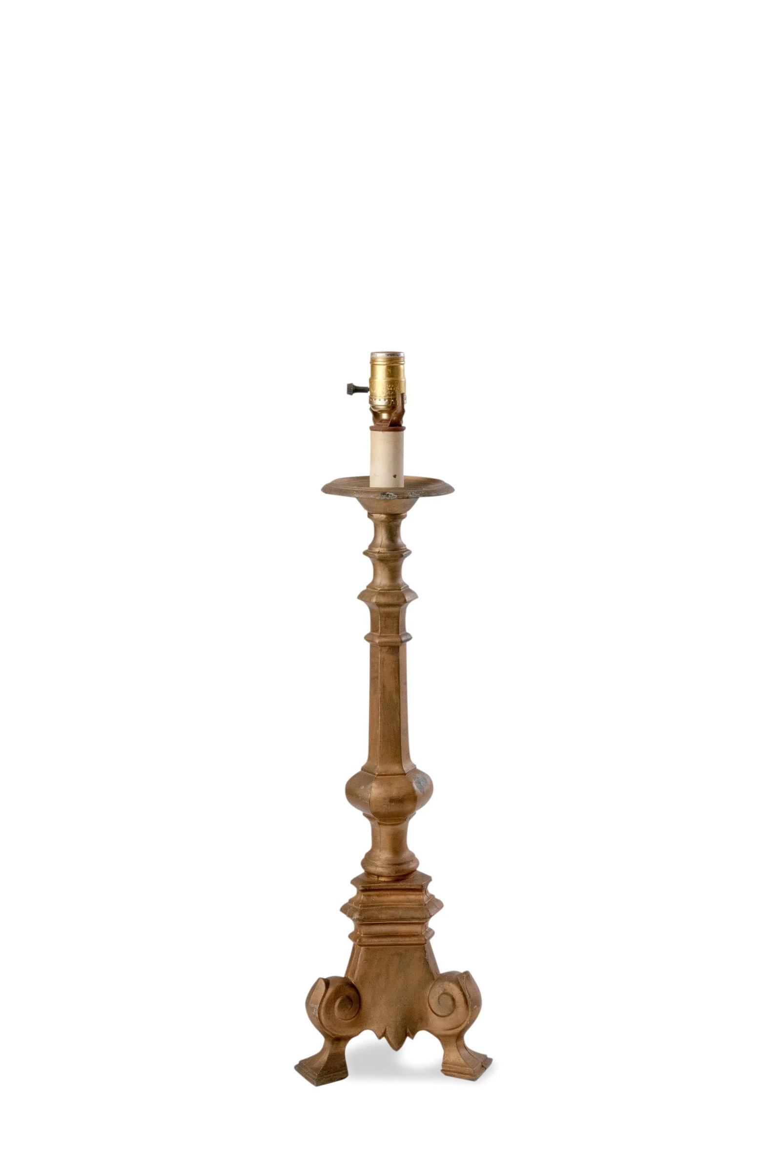 Vintage Gold Painted Candlestick Shaped Lamps - 2