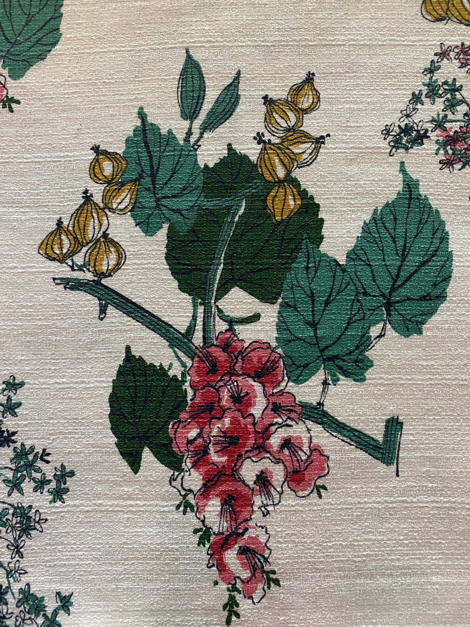 Barkcloth Furnishing Fabric Upholstery Yardage, 11 Yards, 1940-50, Westbury by Imperial - 7