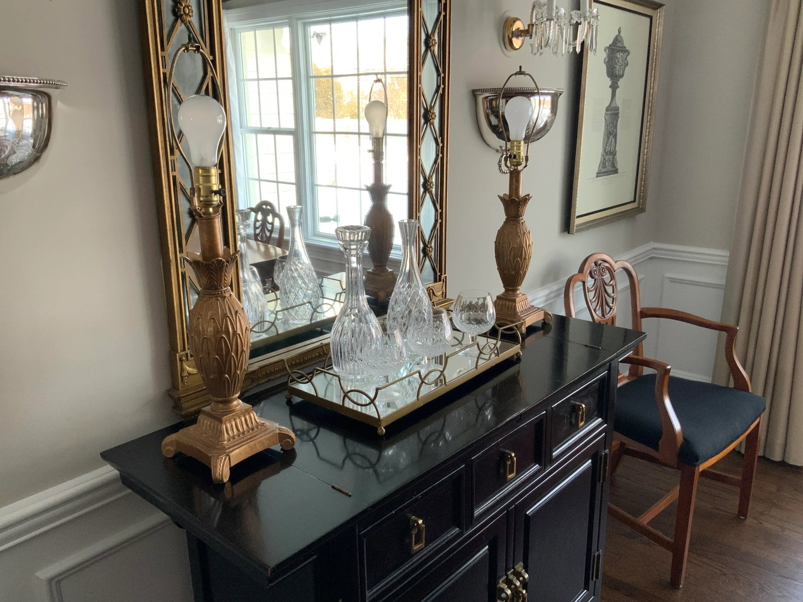 1980's French Style Gold Tone Wrought Iron Metal Table Lamps - a Pair - 3