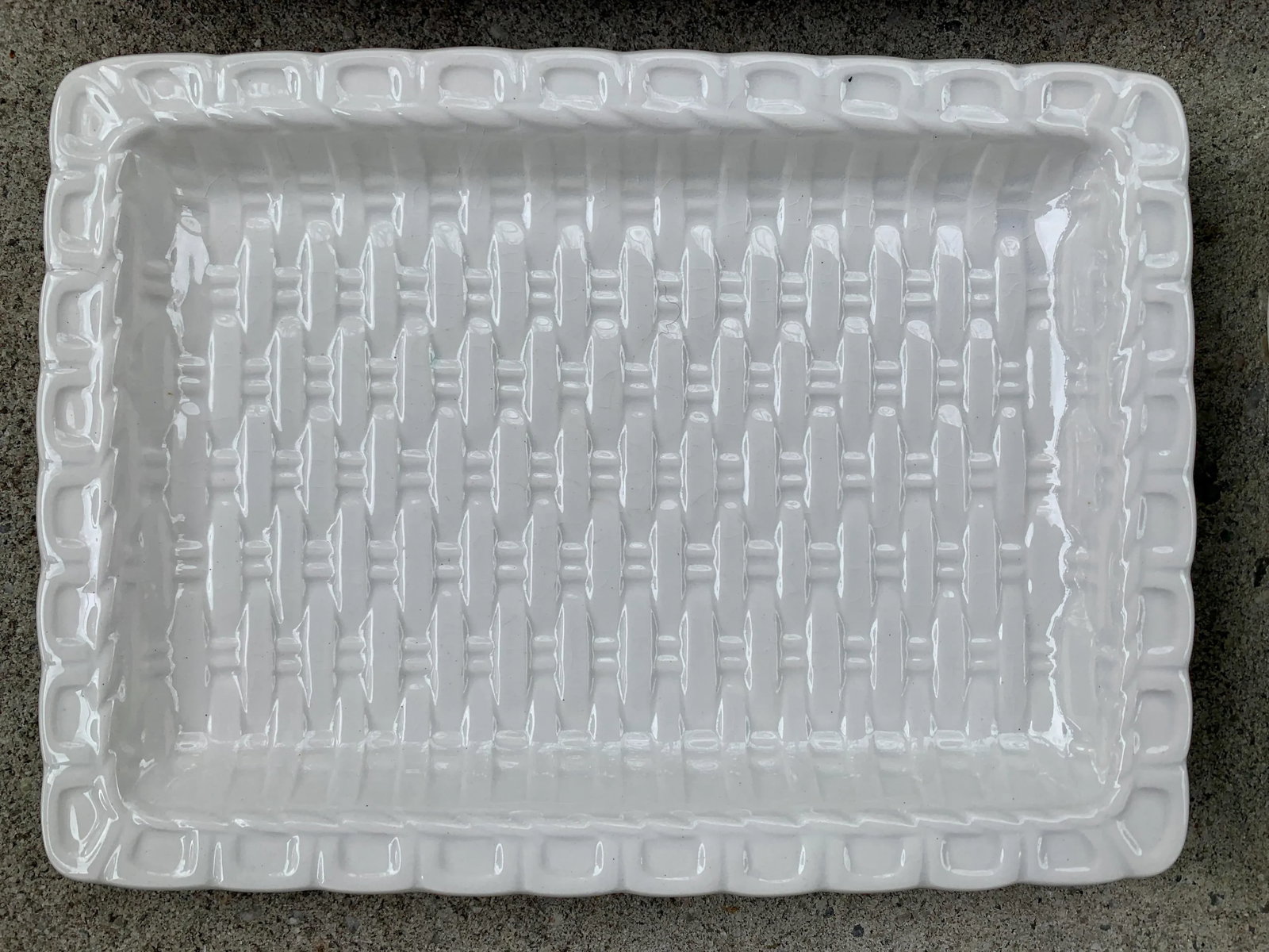 Fitz and Floyd White Basketweave Ceramic Snack Tray Plates- Set of 4 - 3