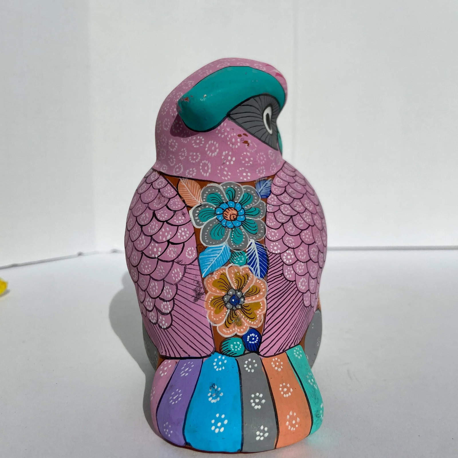 Vintage Hand-Painted Terracotta Owl Figurine - 5