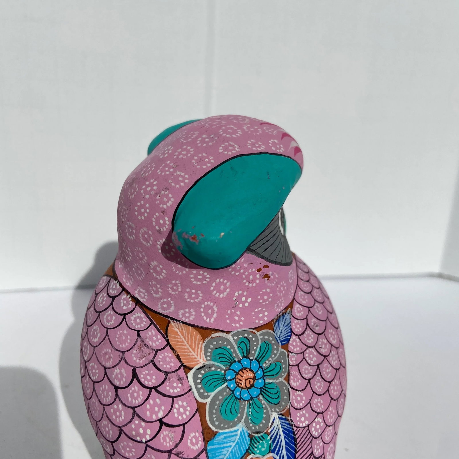 Vintage Hand-Painted Terracotta Owl Figurine - 7