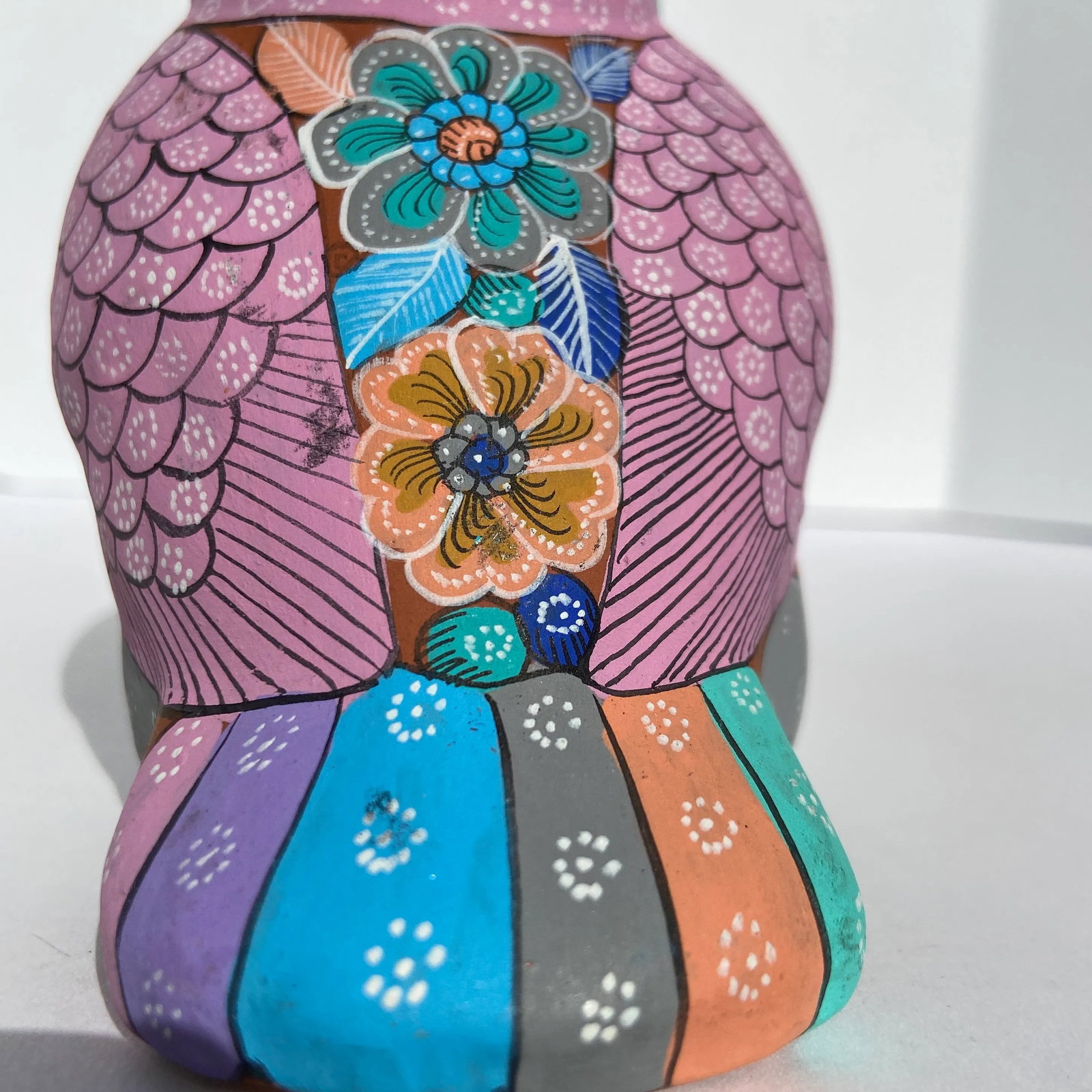 Vintage Hand-Painted Terracotta Owl Figurine - 8
