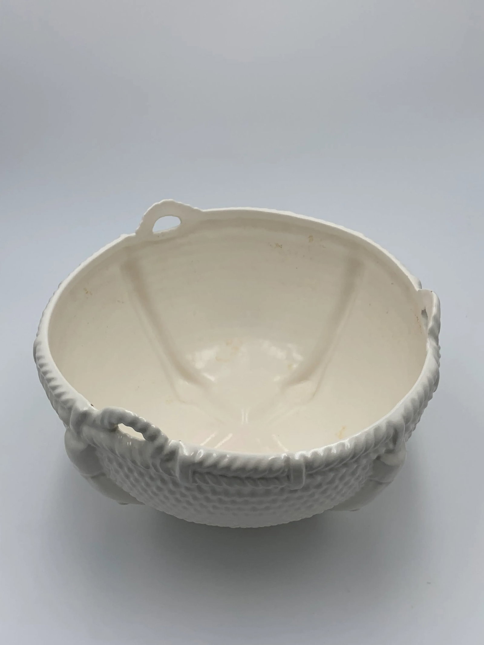 Vintage Hyalyn Basketweave White Ceramic Bowl - 2