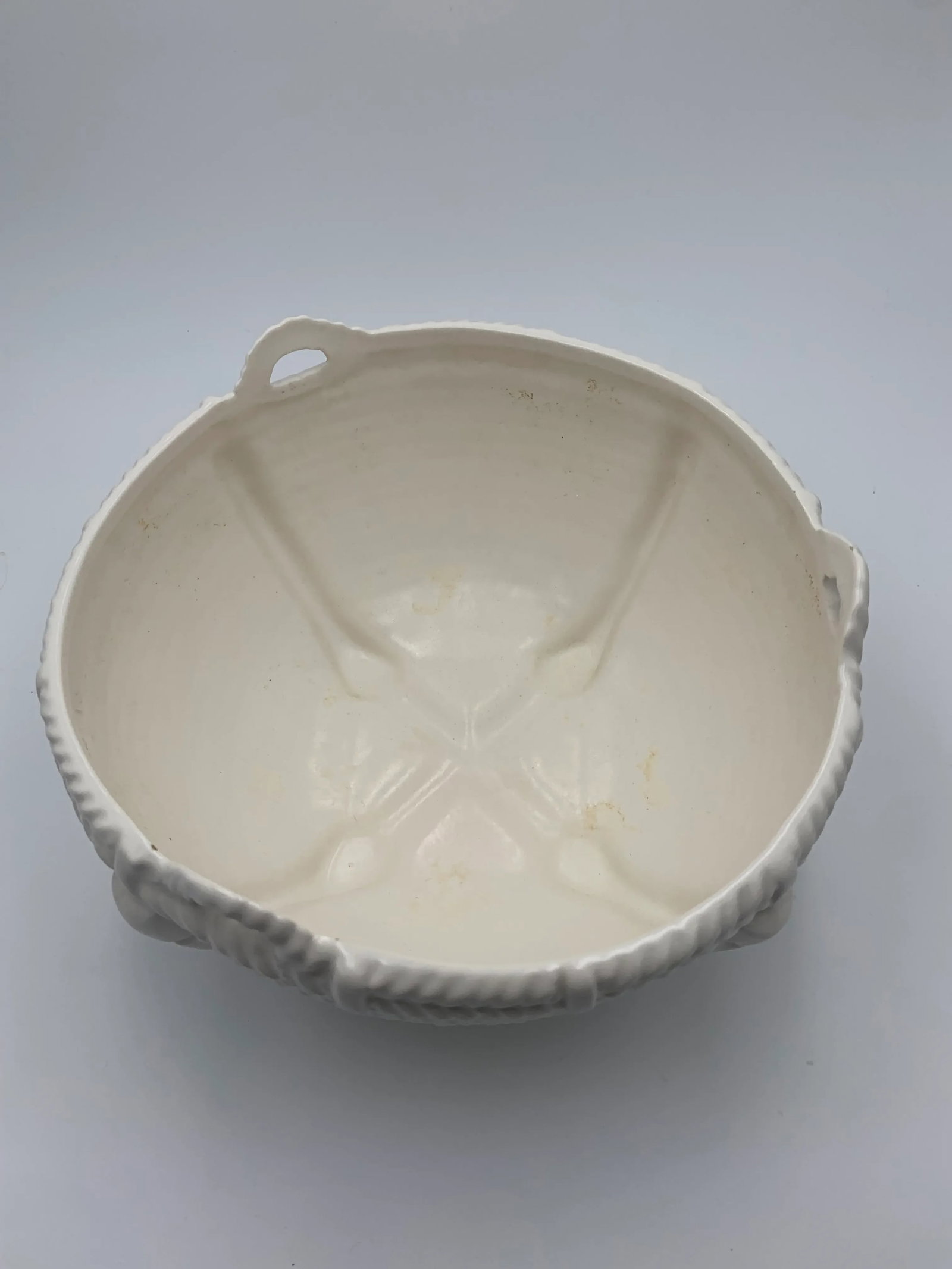 Vintage Hyalyn Basketweave White Ceramic Bowl - 5