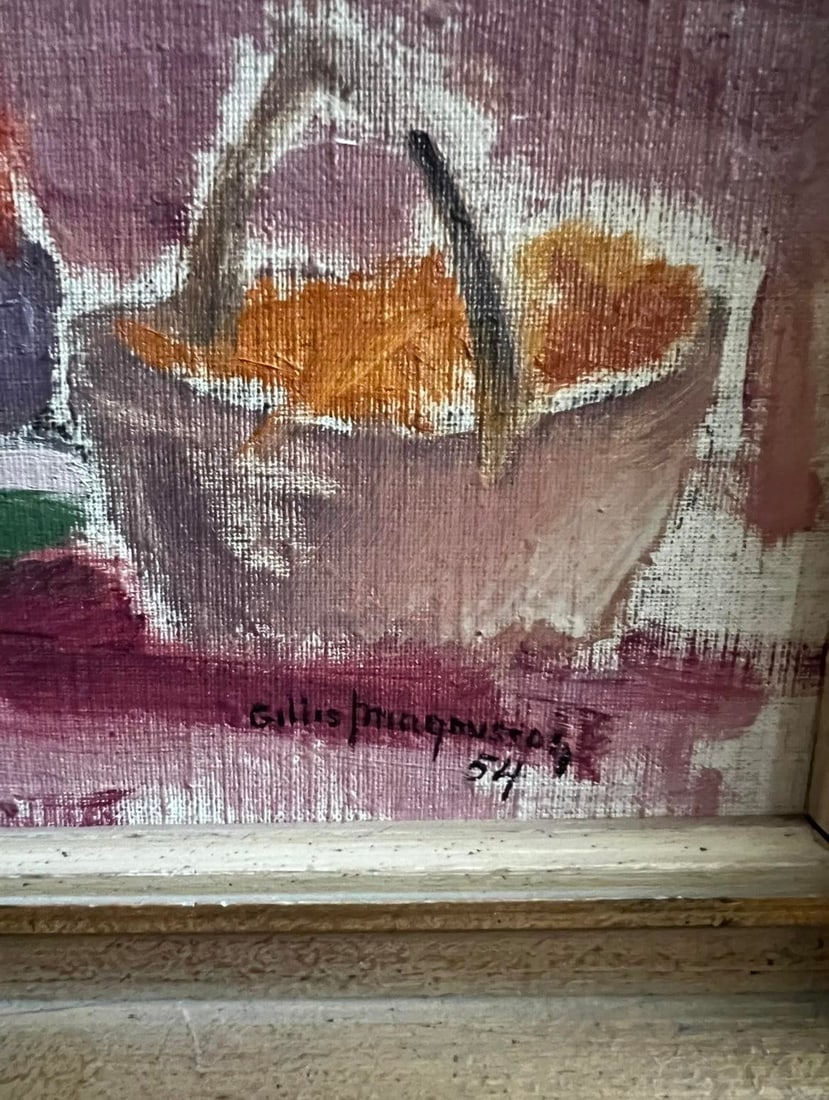 1950s Mid- Century Modern Swedish Oil Painting - The Yield by Gillis Magnusson - 2