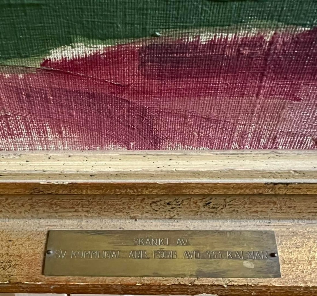 1950s Mid- Century Modern Swedish Oil Painting - The Yield by Gillis Magnusson - 3