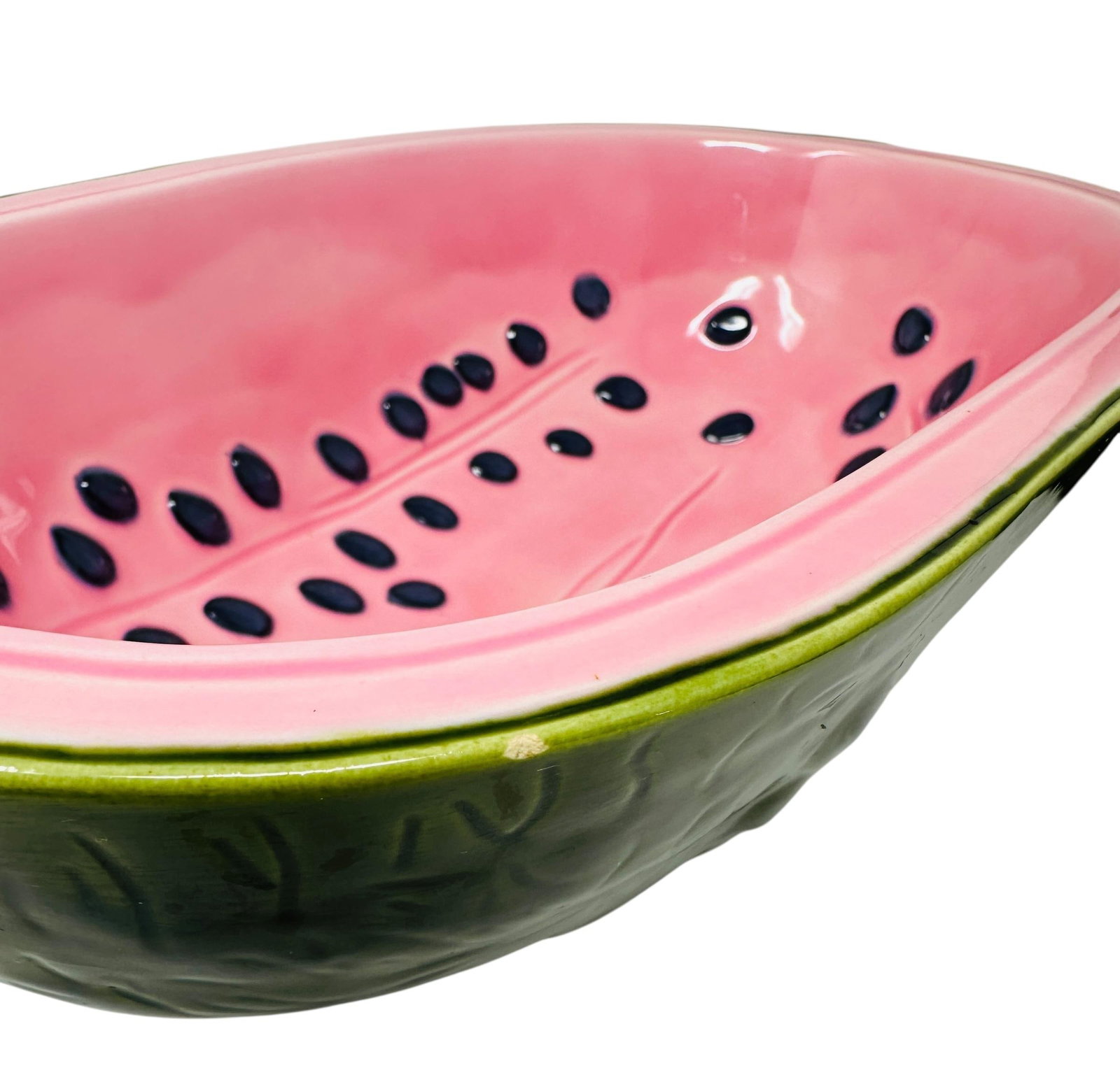 Unique Rare Textured Vintage Watermelon Serving Bowl Set | Mid-Century Modern Embossed Fruit Dishes - 13