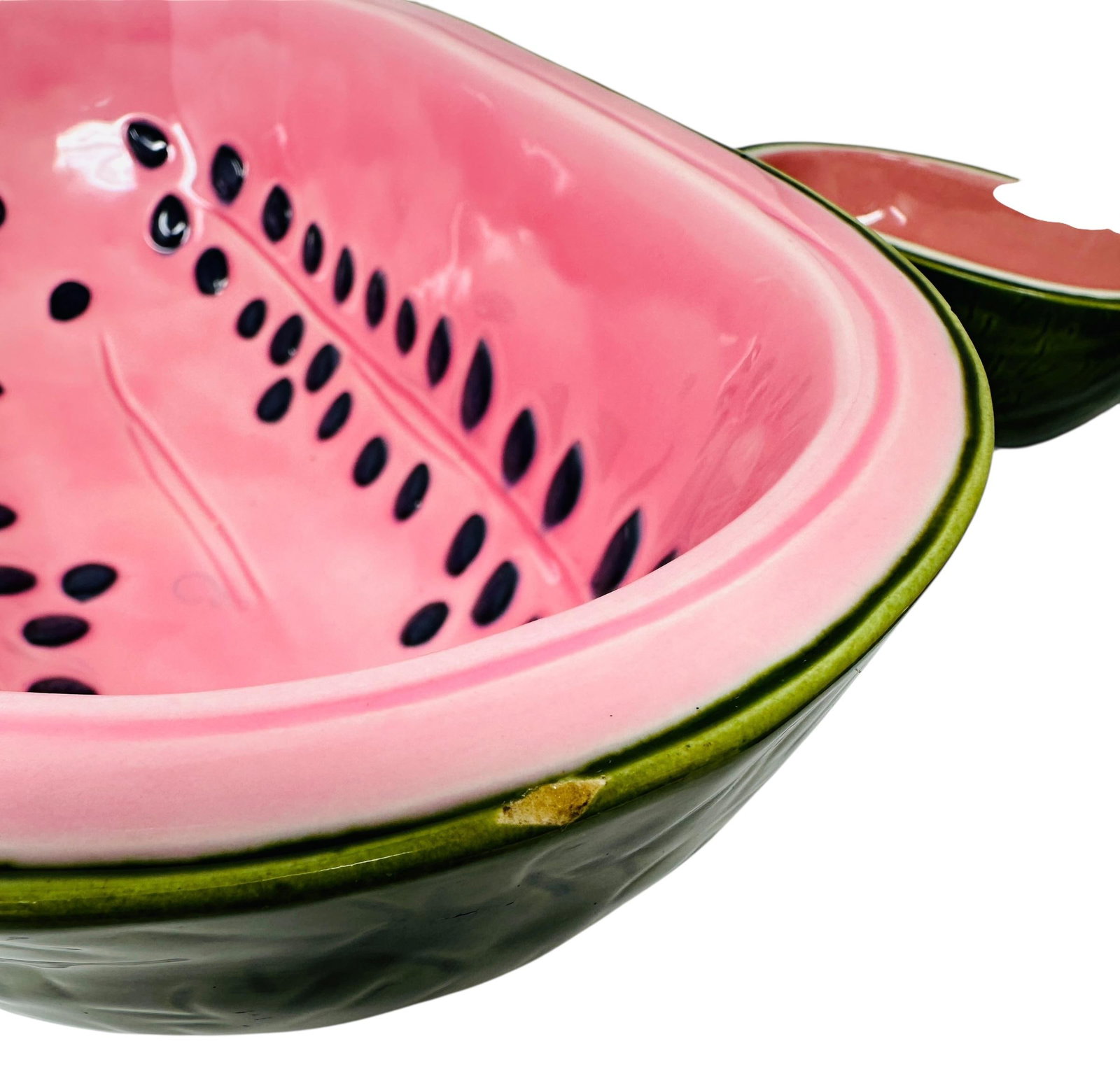 Unique Rare Textured Vintage Watermelon Serving Bowl Set | Mid-Century Modern Embossed Fruit Dishes - 14