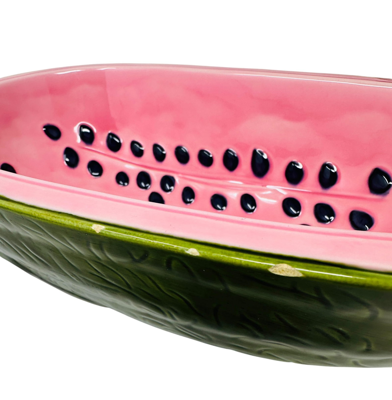 Unique Rare Textured Vintage Watermelon Serving Bowl Set | Mid-Century Modern Embossed Fruit Dishes - 15