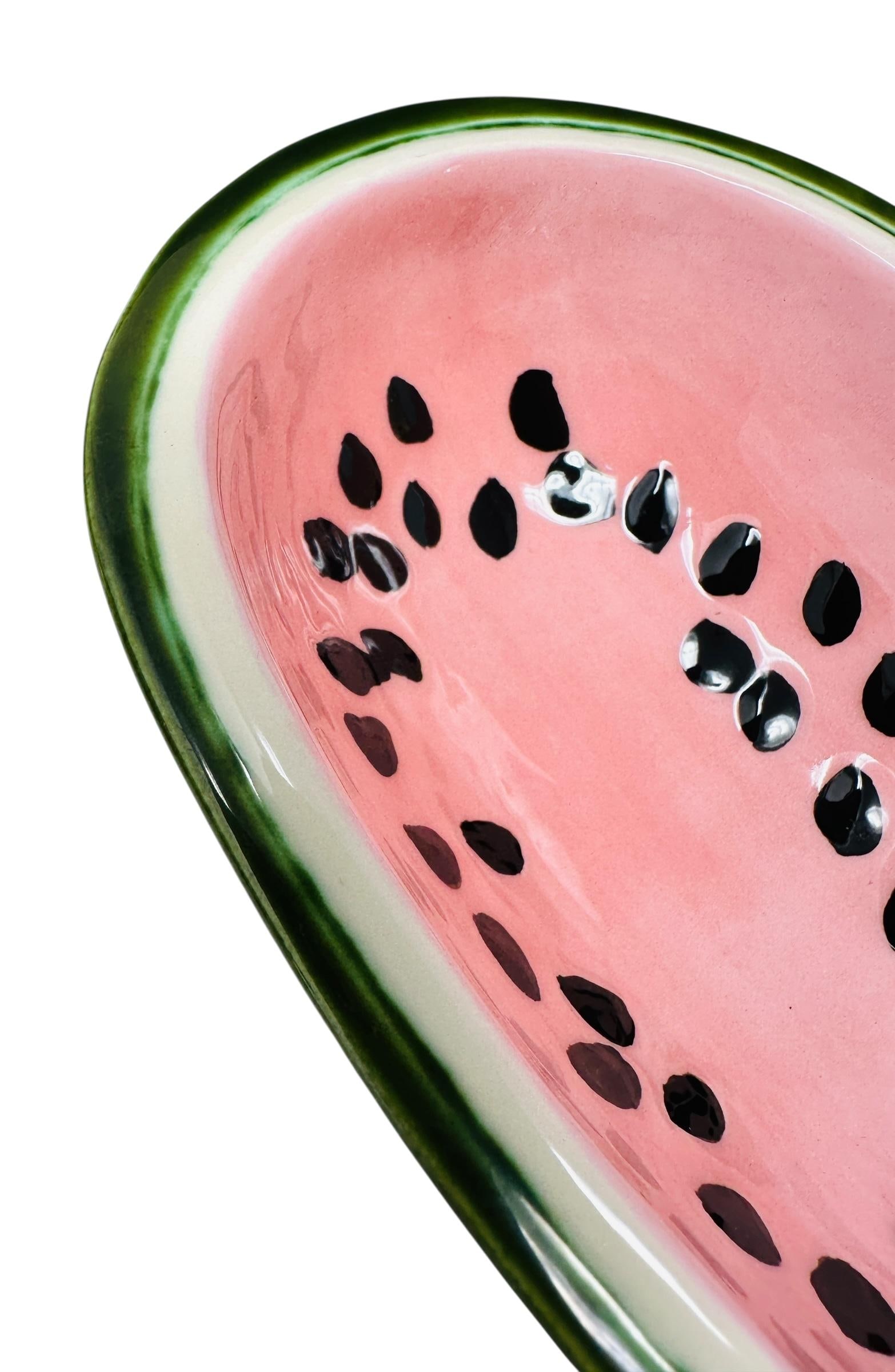 Unique Rare Textured Vintage Watermelon Serving Bowl Set | Mid-Century Modern Embossed Fruit Dishes - 5