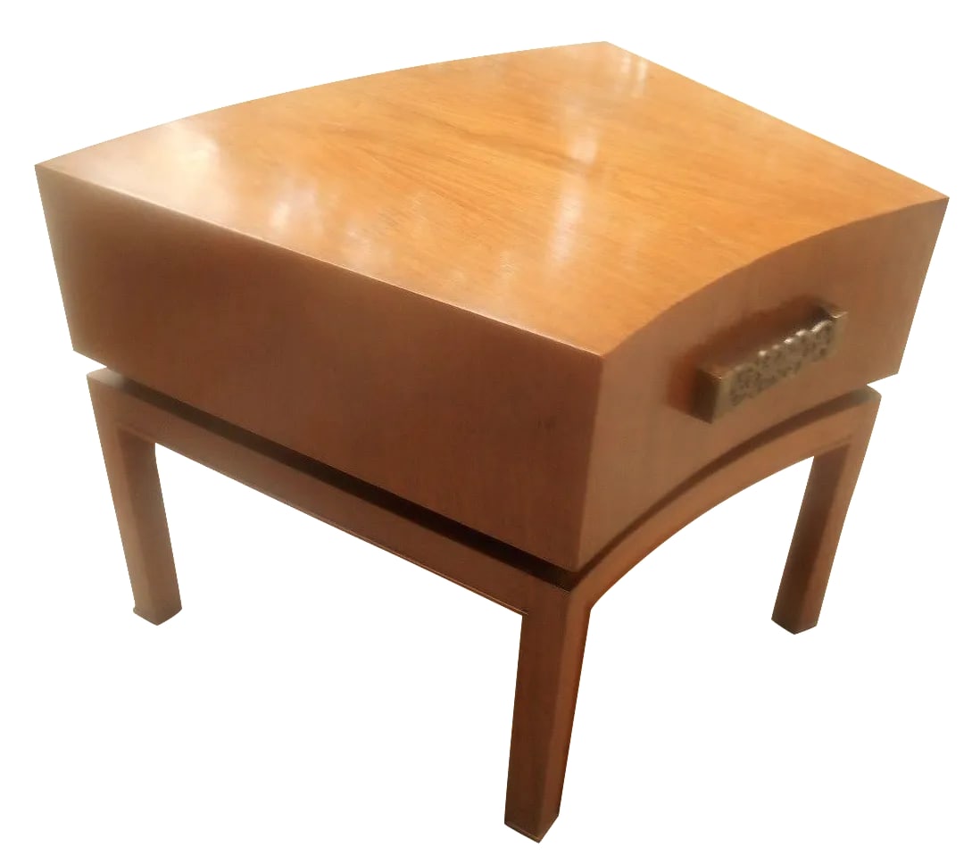 Mod Floating Butcher Block Table: Rare mid-century modern floating walnut butcher block lamp table designed by Century Furniture USA. Although I can't find any maker's labels, the estate that these come from had almost exclusive