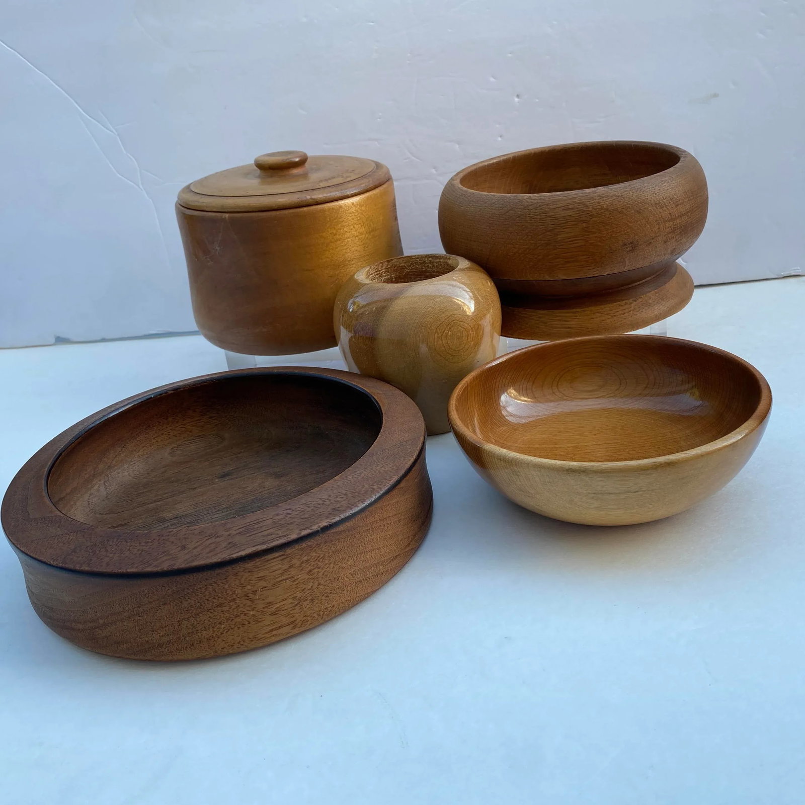 Vintage Turned Wood Bowls - Set of 5 - 13