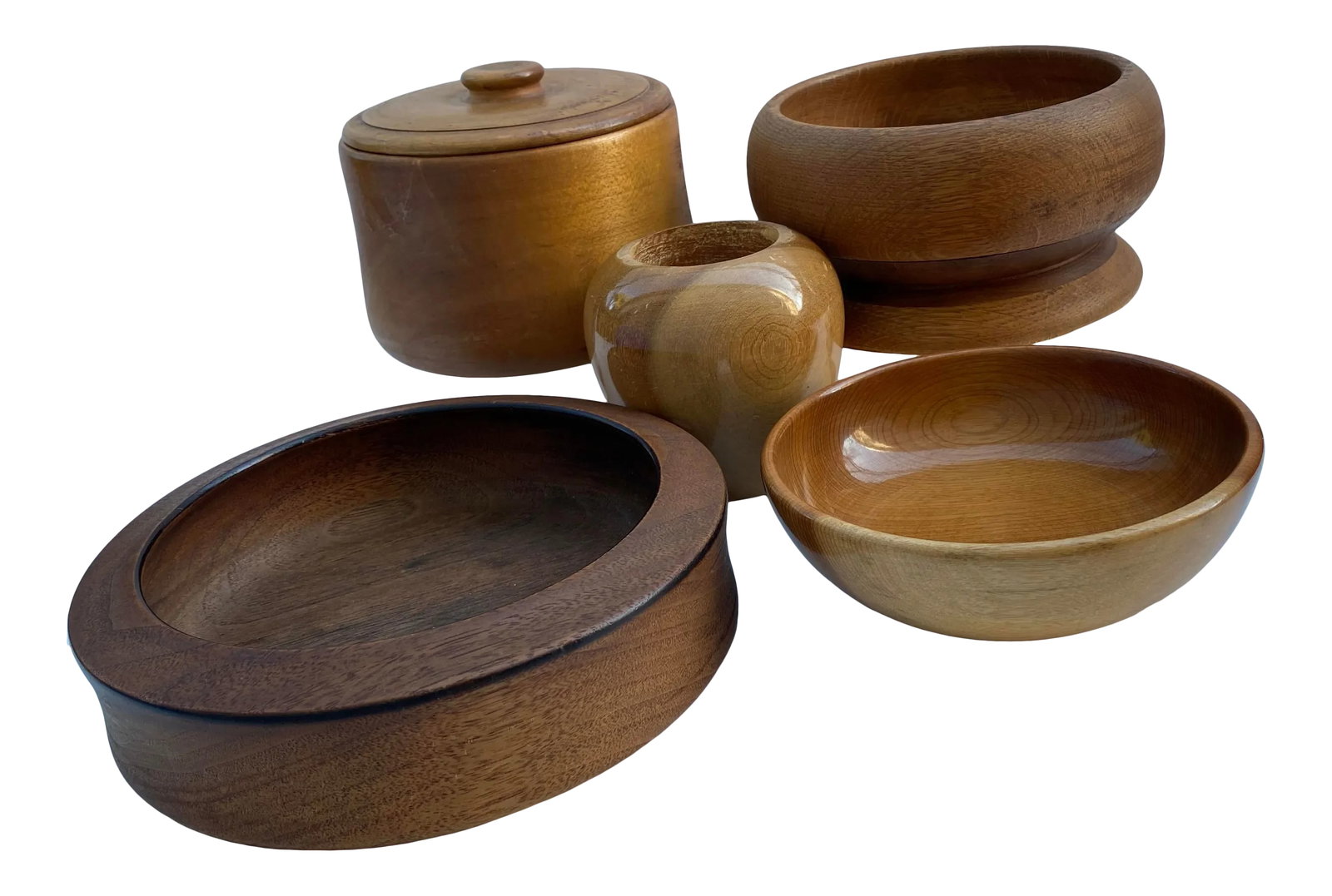 Vintage Turned Wood Bowls - Set of 5 (1 of 13)