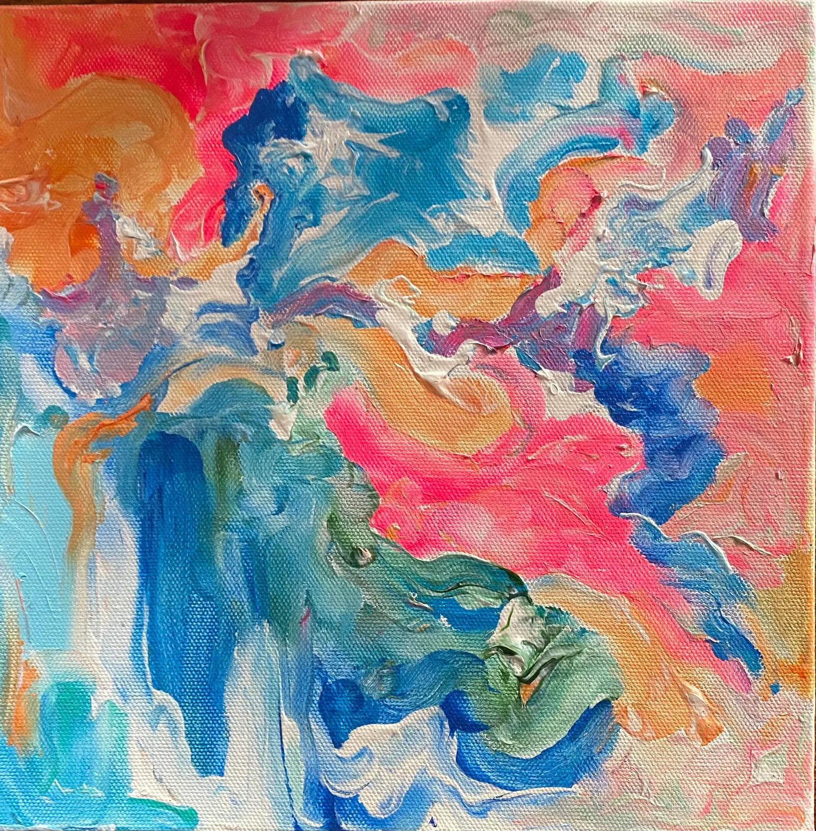 "Wishing I Was Here III" (Dreamscapes Series) Contemporary Abstract Acrylic Painting by Lee Ten Hoev: This is part of my "Dreamscapes" series, inspired by my travels. It is acrylic on gallery wrap canvas and it is square. Condition: Imperfections: No Imperfections Origin: United States Materials