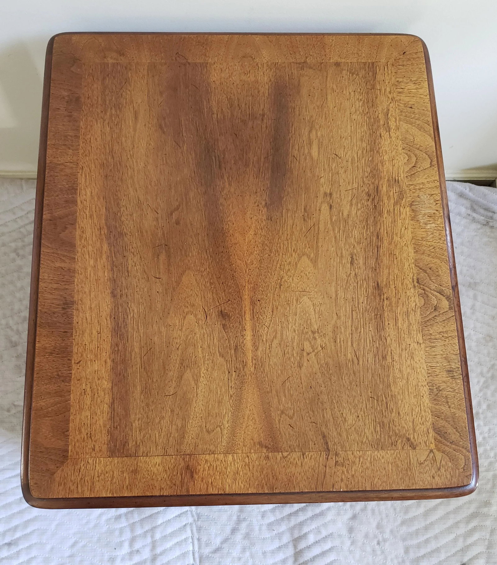 Henredon Two Tier Solid Walnut Side Table With Bottom Drawer - 4