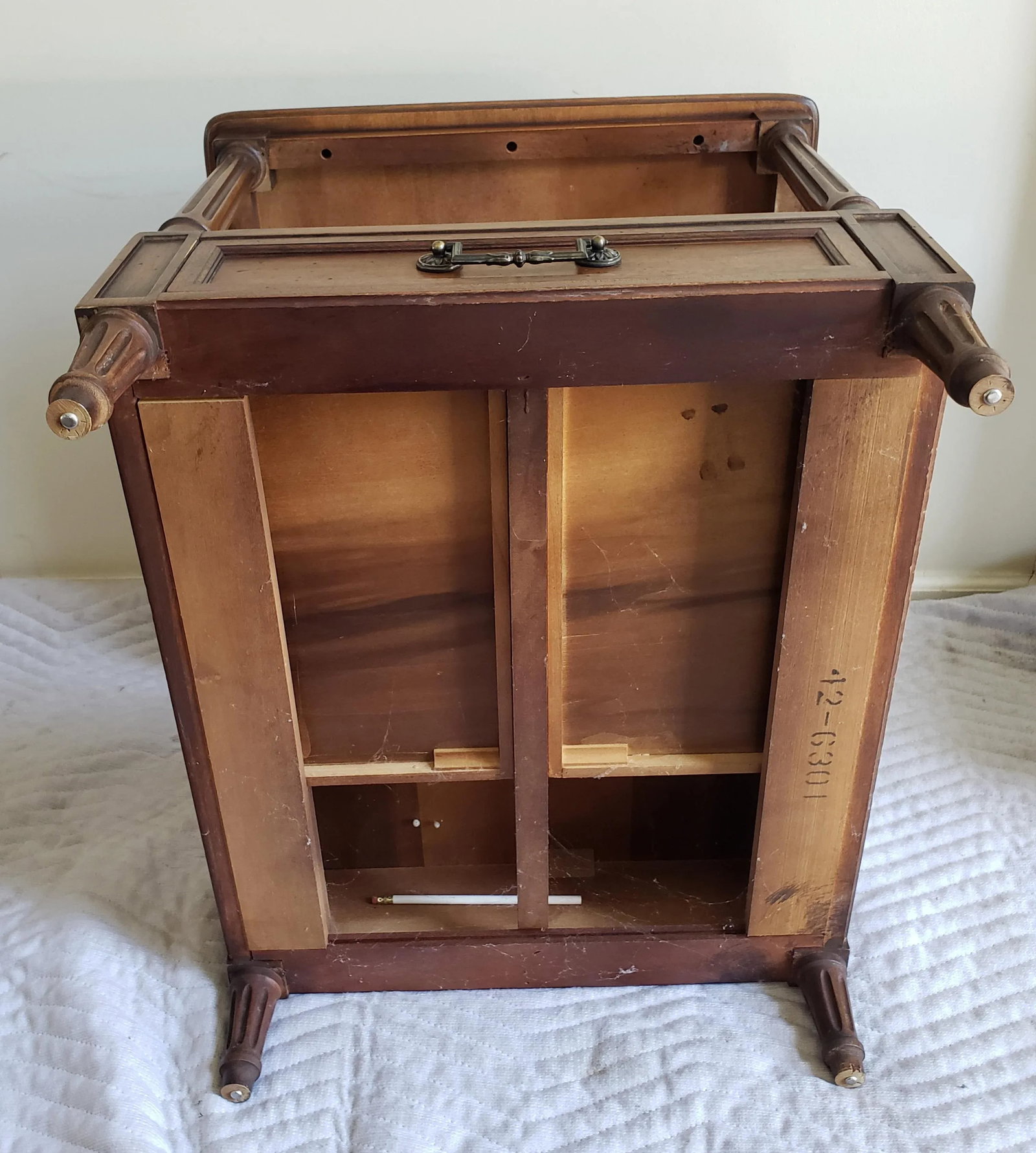 Henredon Two Tier Solid Walnut Side Table With Bottom Drawer - 8