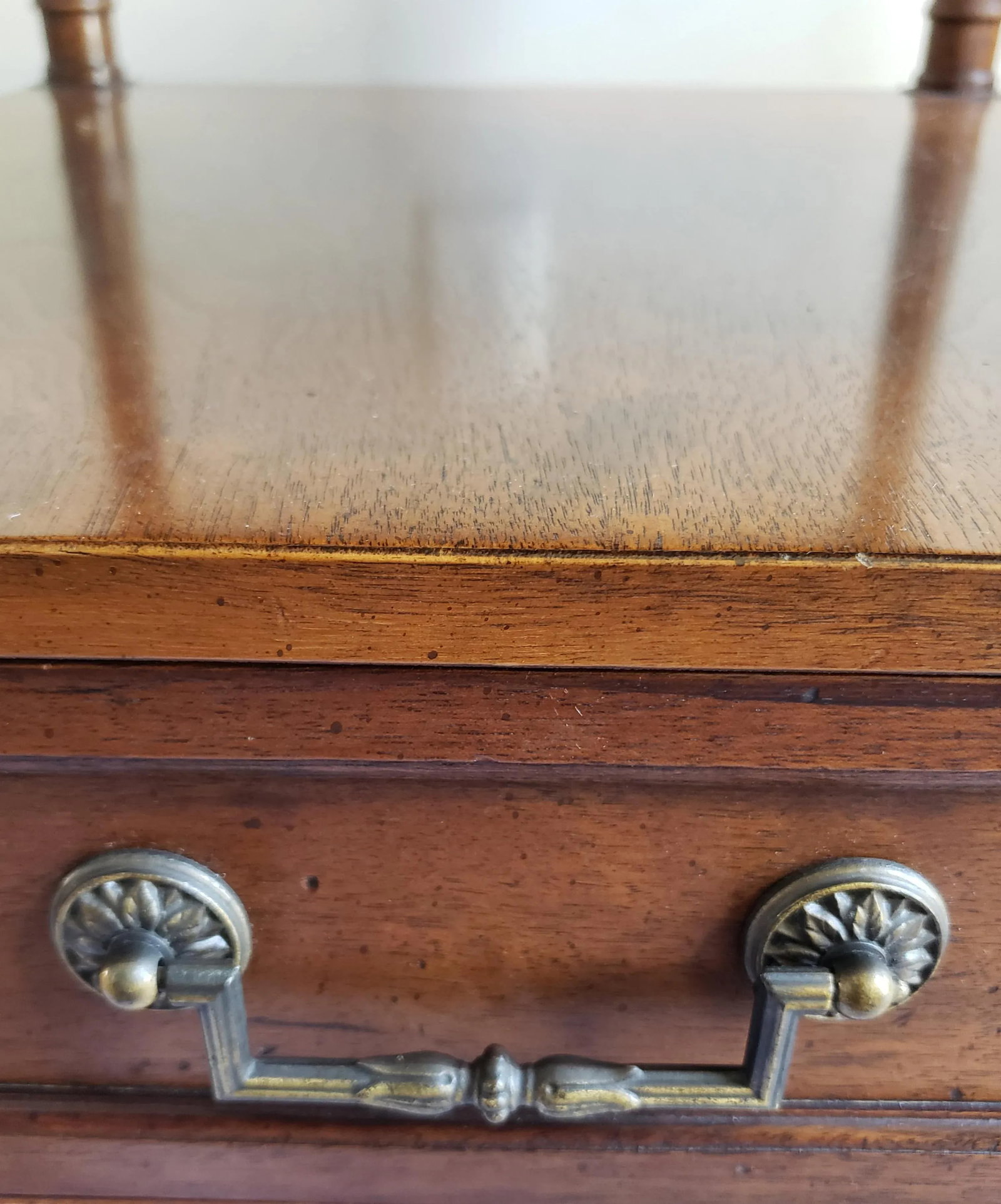 Henredon Two Tier Solid Walnut Side Table With Bottom Drawer - 9