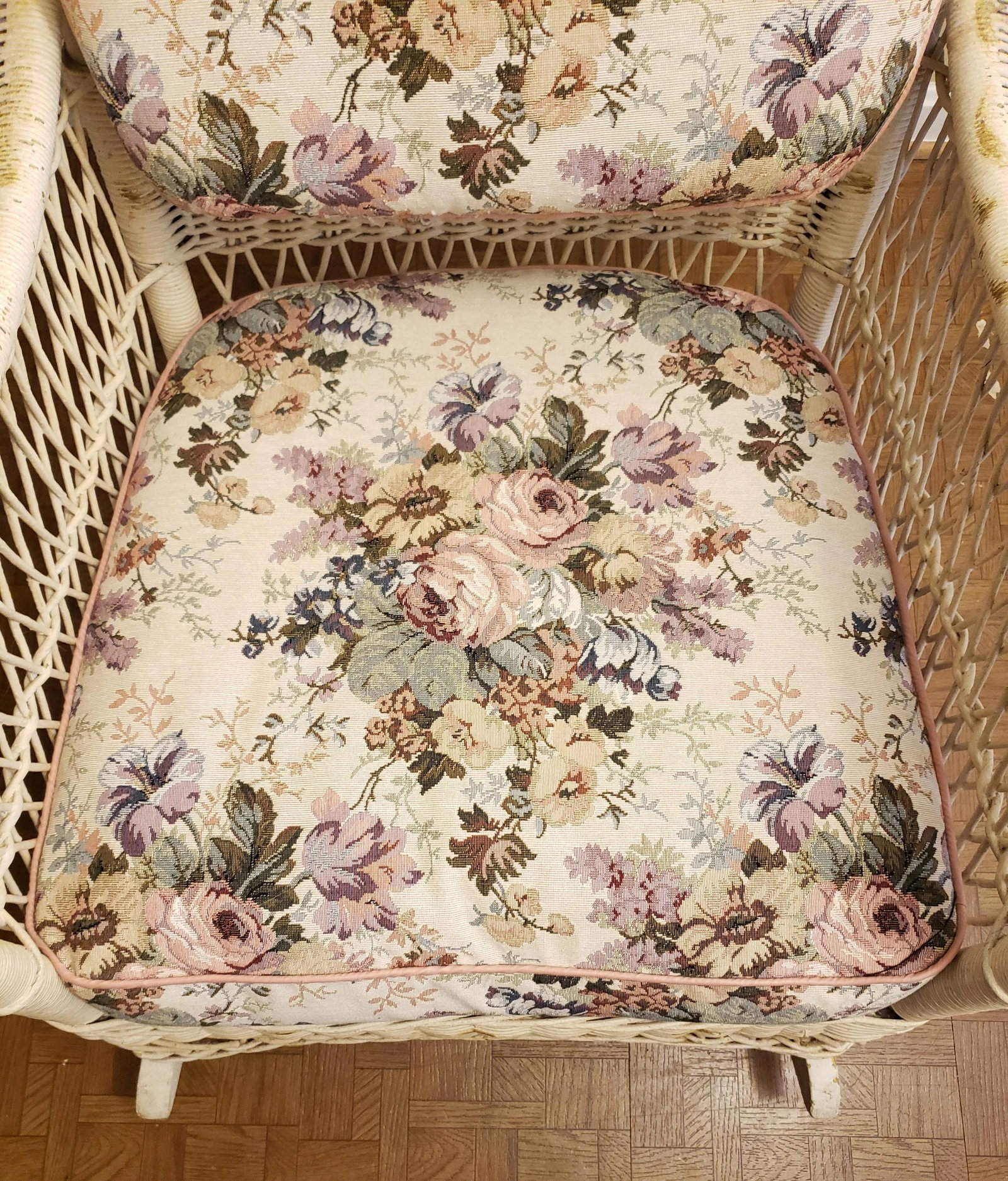 1800s Antique Heywood Wakefield Large Wicker Rocking Arm Chair With Springs Seat - 6