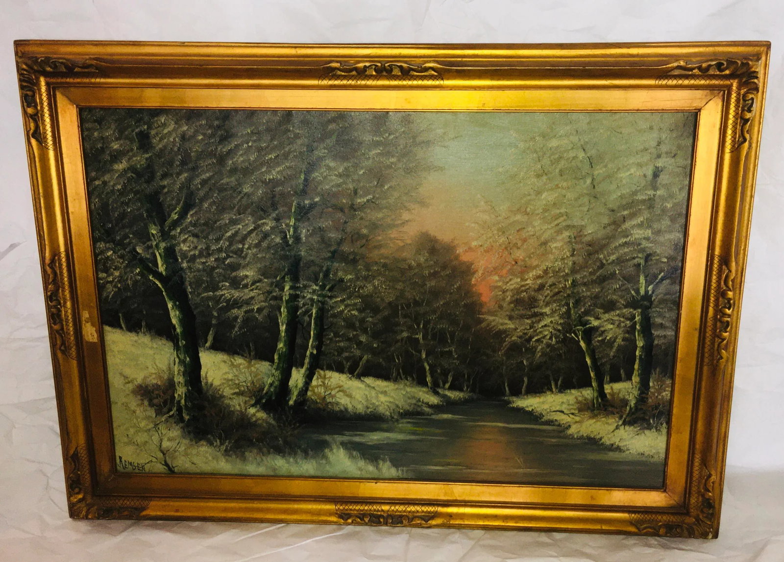 Early 20th Century Winter Landscape Oil Painting by Ira Remsen, Framed - 13