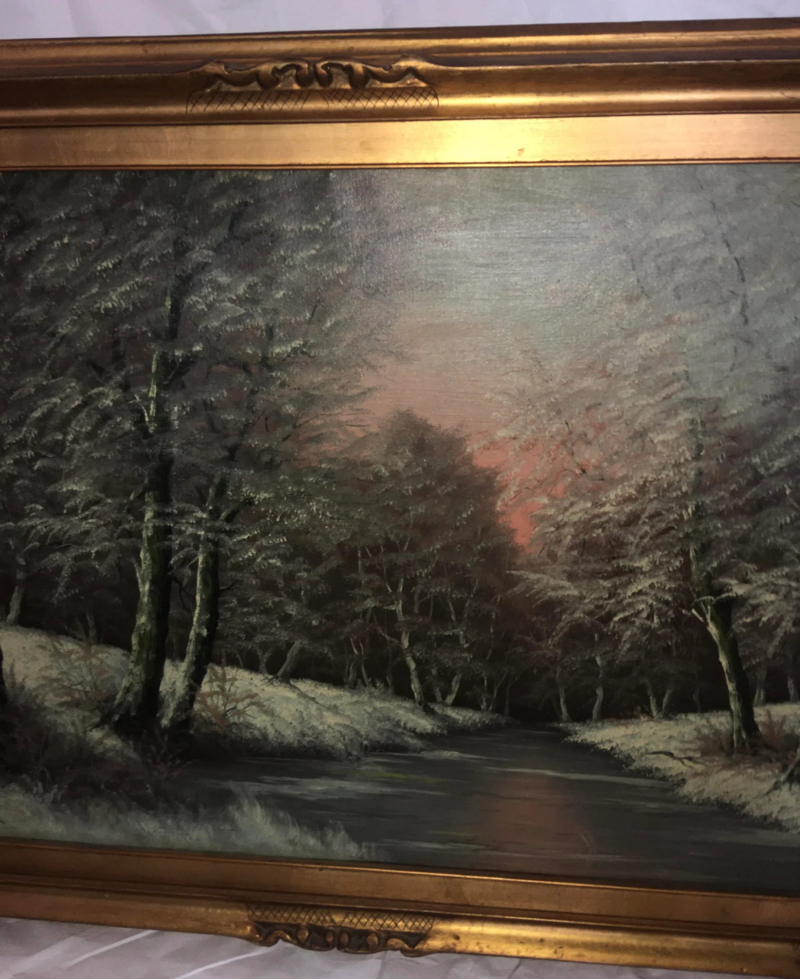 Early 20th Century Winter Landscape Oil Painting by Ira Remsen, Framed - 3