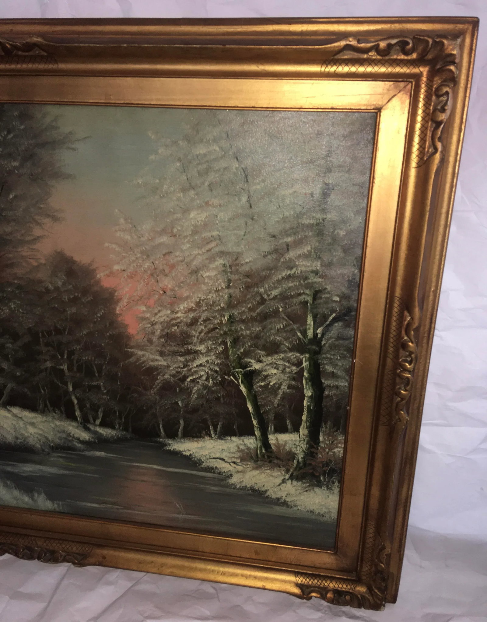 Early 20th Century Winter Landscape Oil Painting by Ira Remsen, Framed - 4