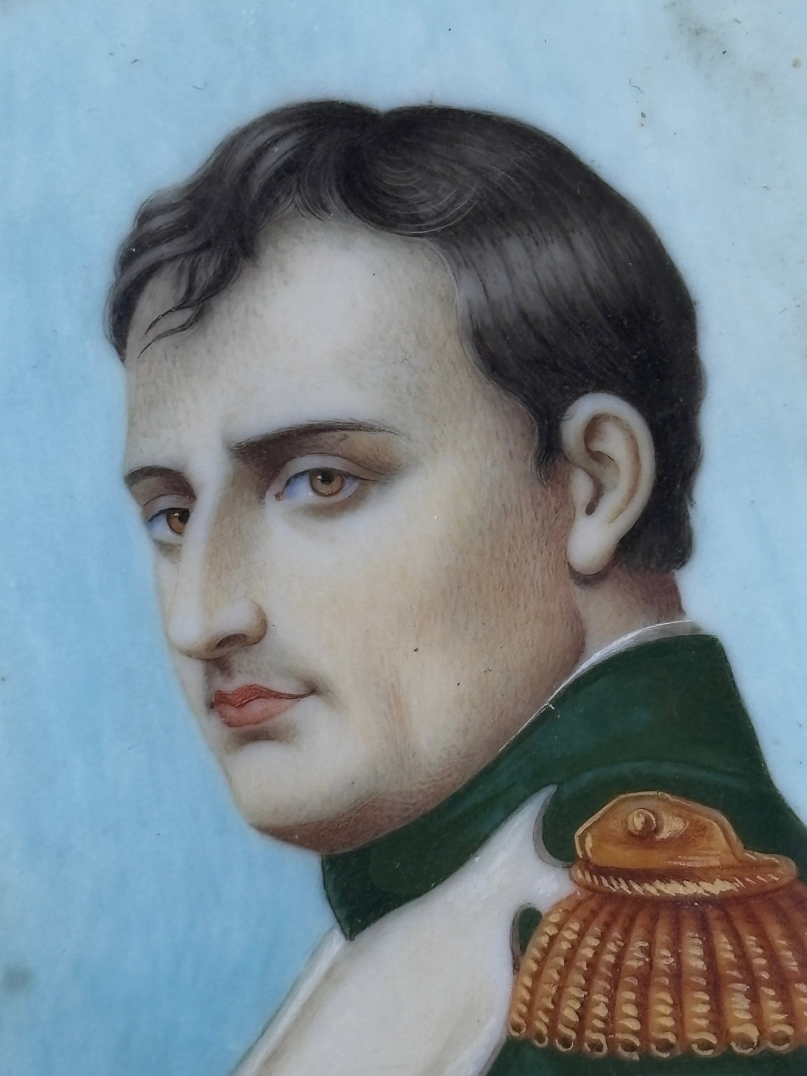 Antique French Napoleon Bonaparte Miniature Portrait in Empire Gilt Frame - 3