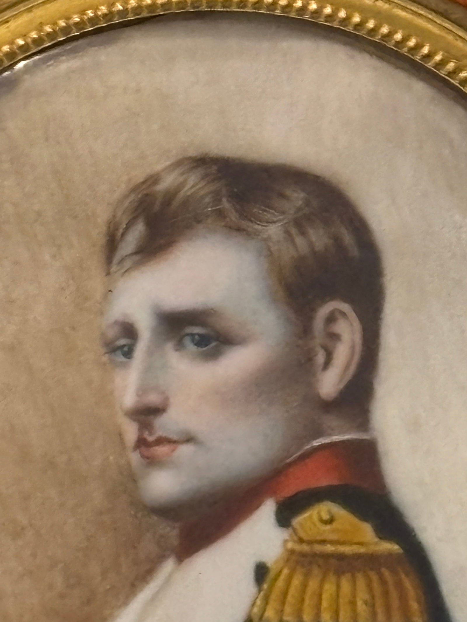 Antique Napoleon Miniature Portrait in Empire Style Ormolu Frame, Signed - 10
