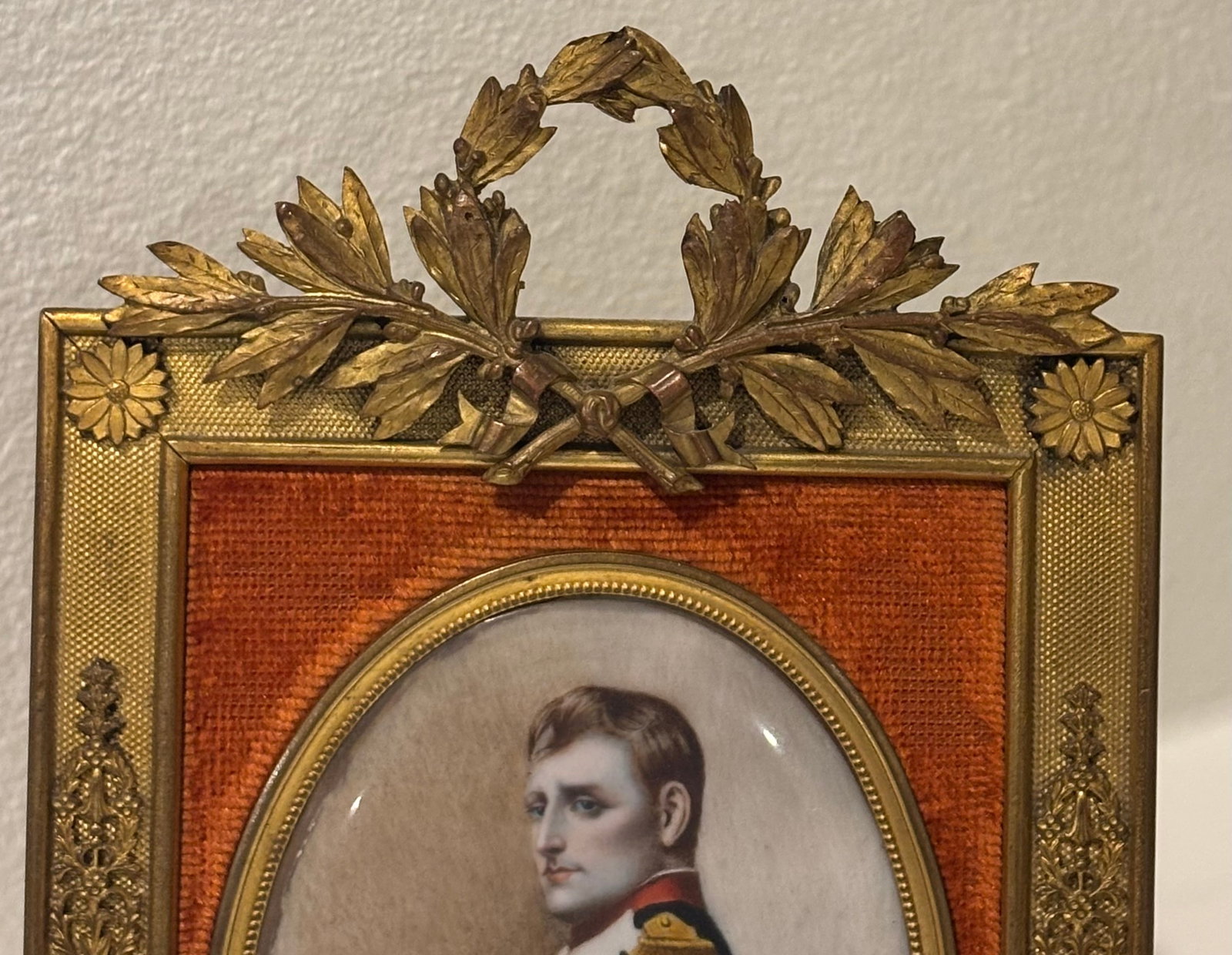 Antique Napoleon Miniature Portrait in Empire Style Ormolu Frame, Signed - 6