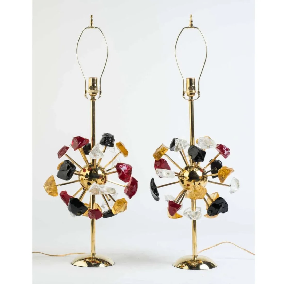 1980s Starburst Multi-Color Glass Lamps - a Pair - 2