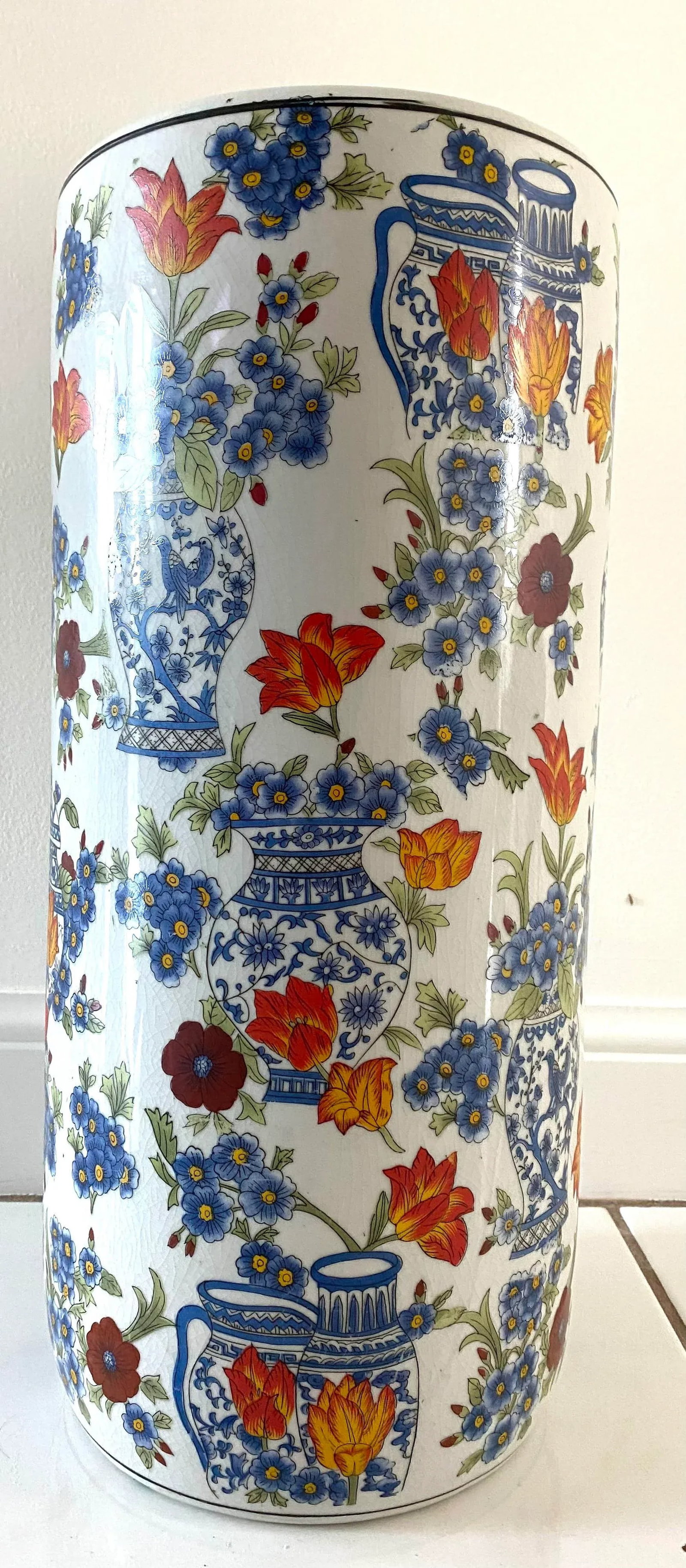 Floral Chinoiserie Ginger Jar Umbrella Stand - 2