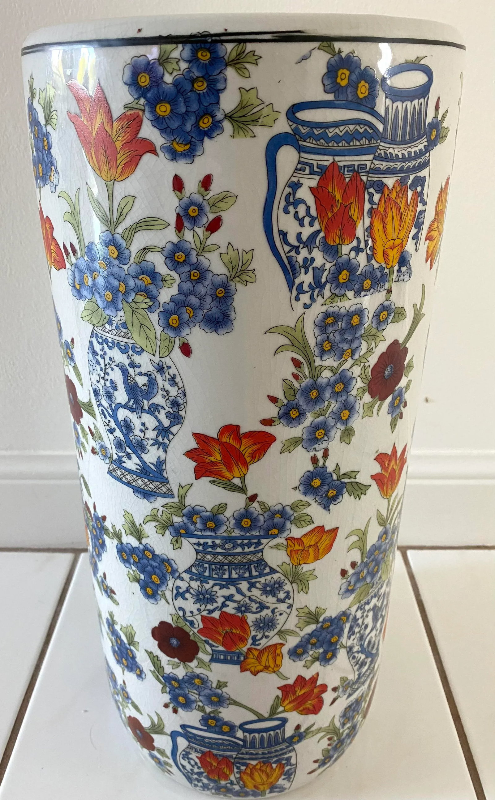 Floral Chinoiserie Ginger Jar Umbrella Stand - 3
