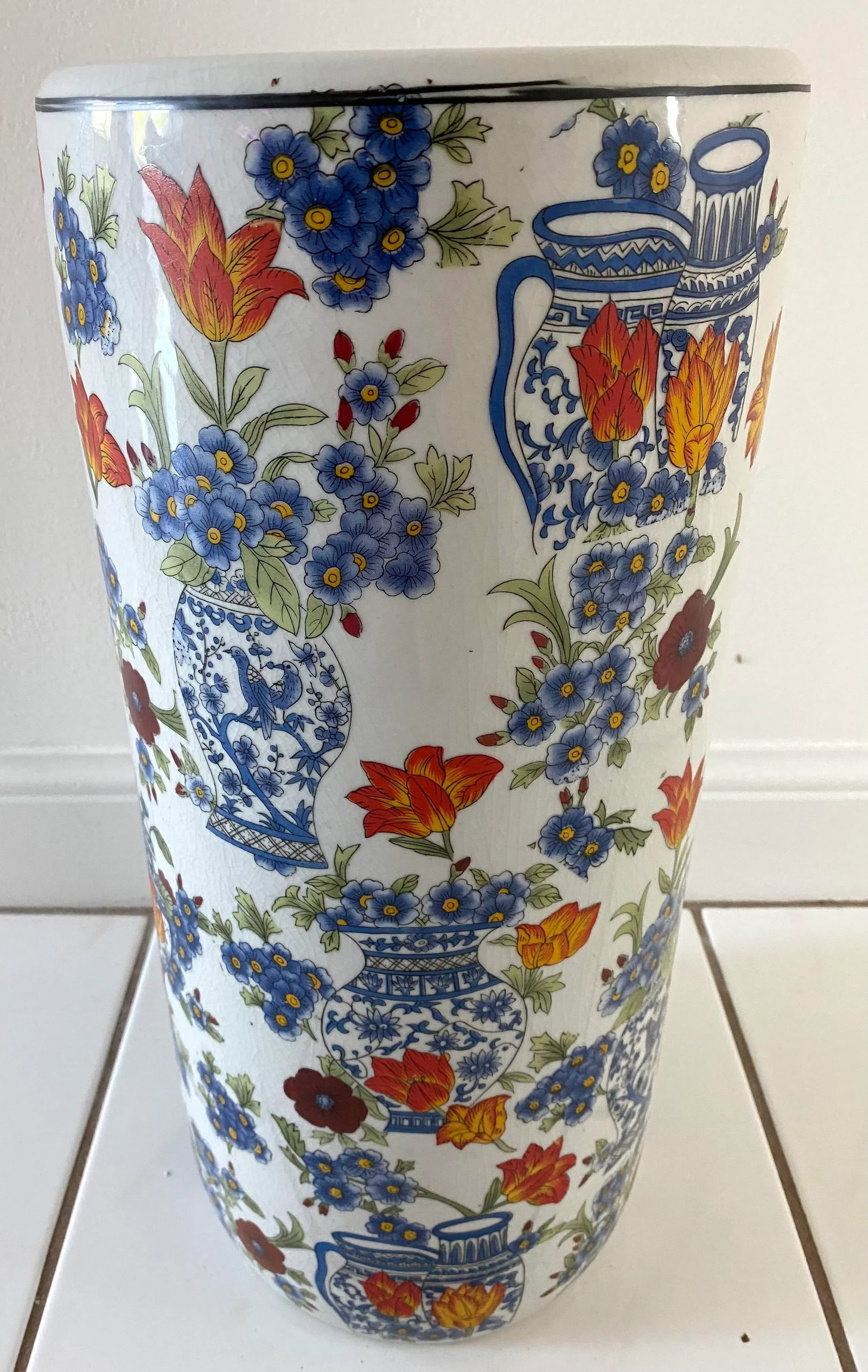 Floral Chinoiserie Ginger Jar Umbrella Stand - 4