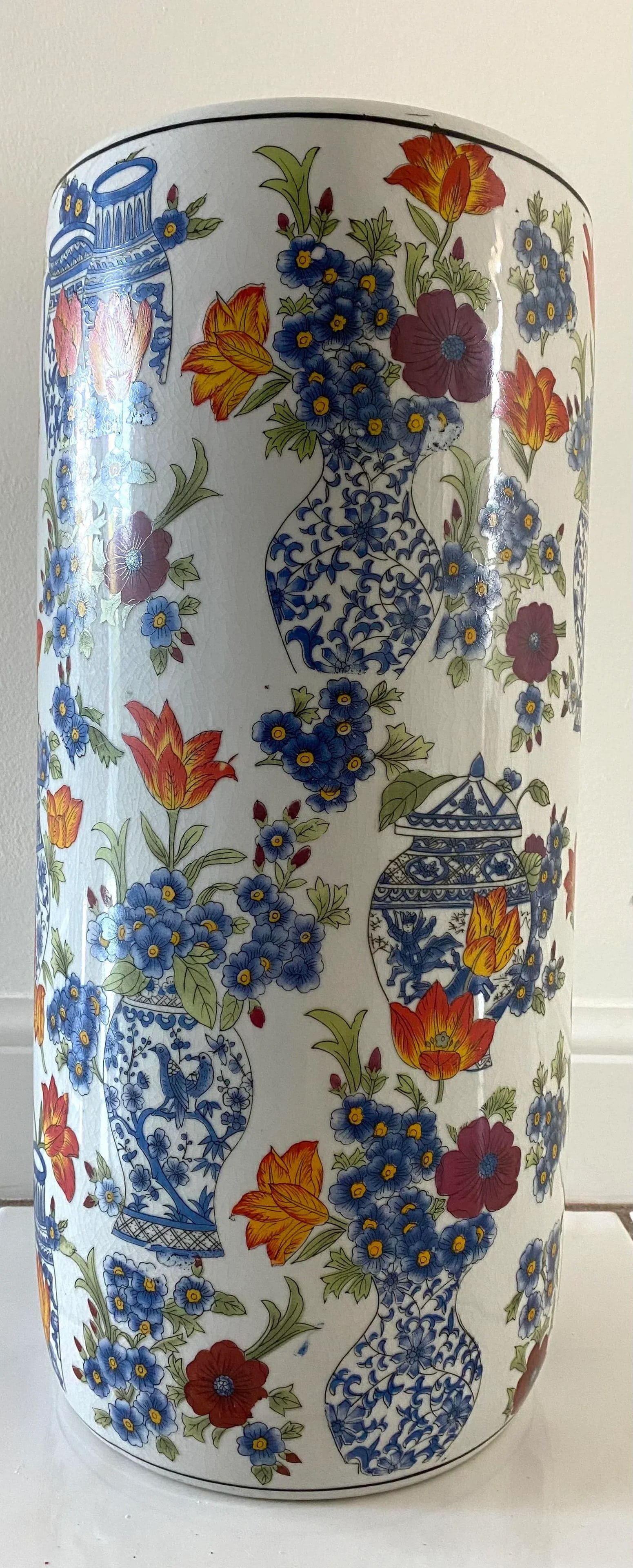 Floral Chinoiserie Ginger Jar Umbrella Stand - 9