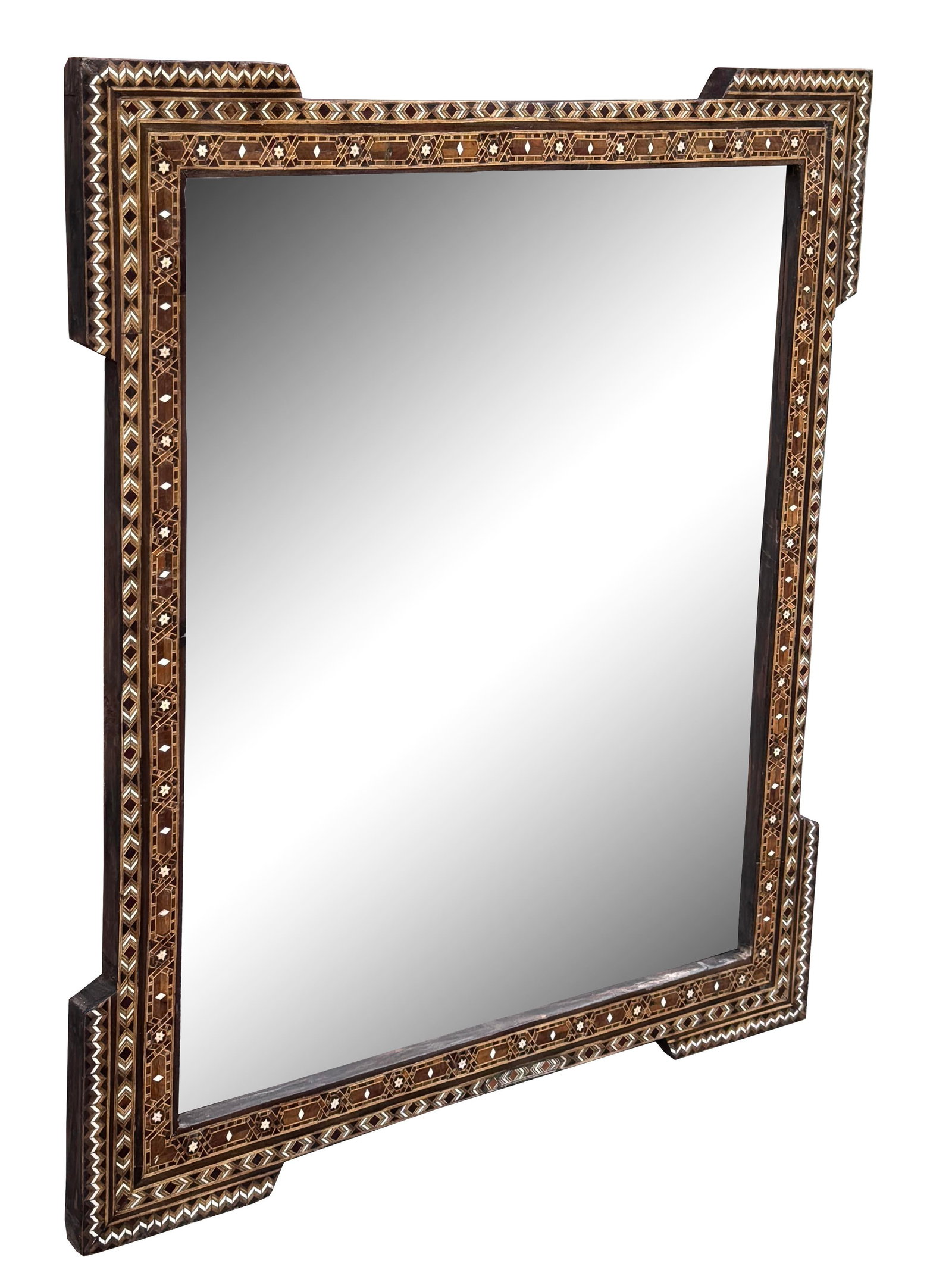 Vintage Marquetry Wood Inlaid Mirror Frame - 2