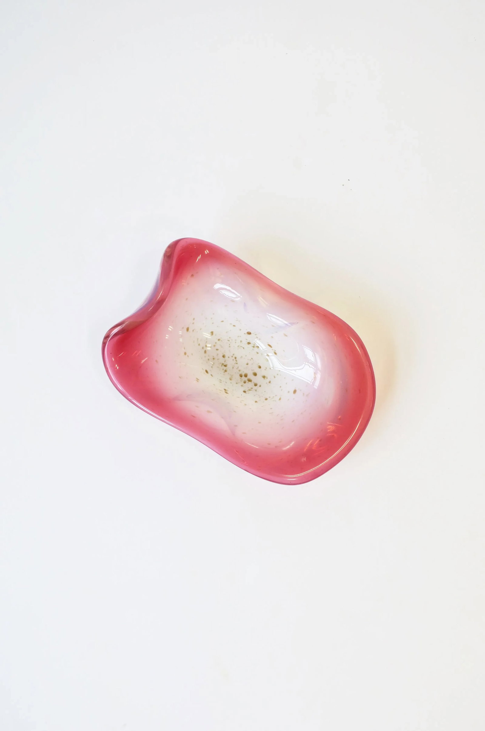 Italian Murano White Opaline, Pink and Gold Art Glass Bowl Attrib. Fratelli Toso Co. - 2