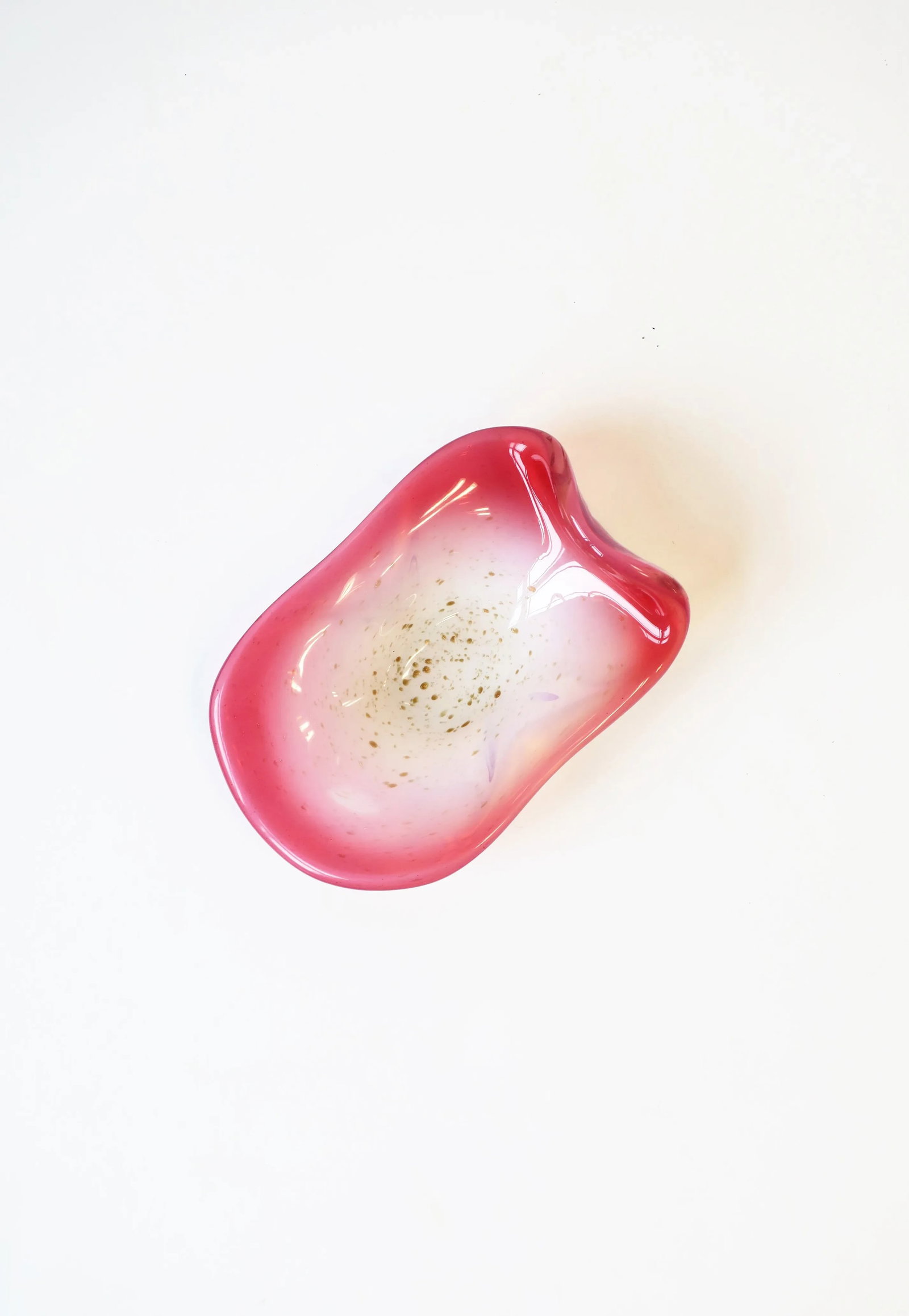 Italian Murano White Opaline, Pink and Gold Art Glass Bowl Attrib. Fratelli Toso Co. - 3
